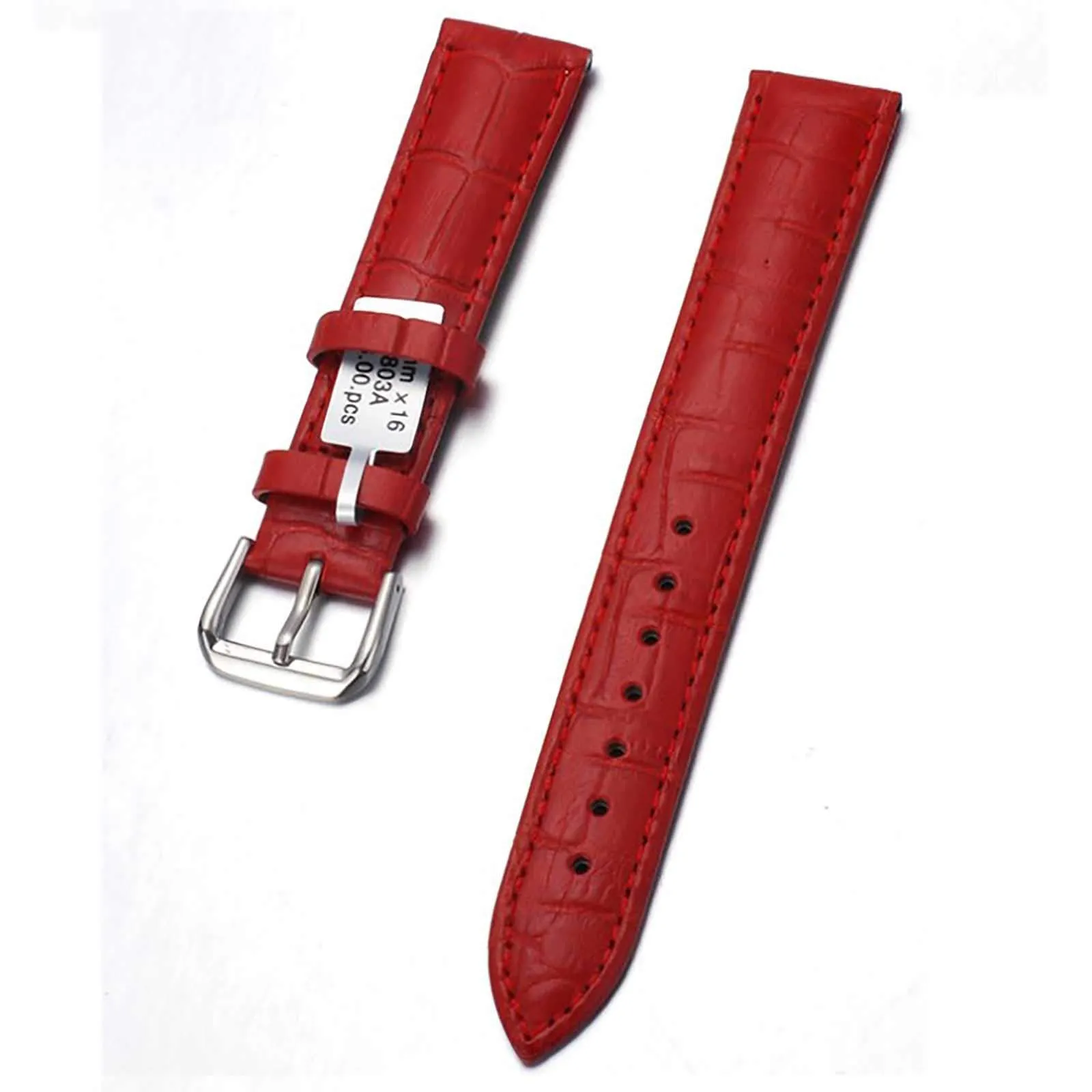 Ellenne Cinturino Orologio in Vera Pelle Rosso 24mm con Anse per Uomo e Donna - immagine 1