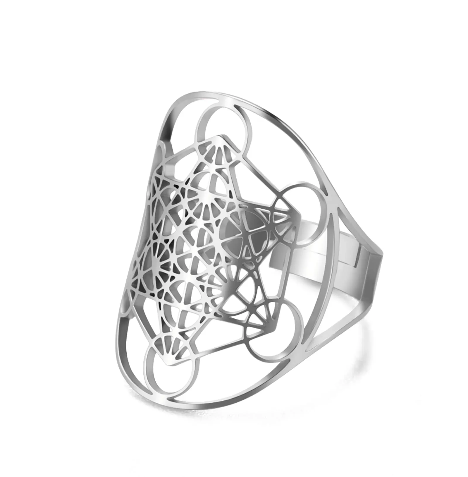 unift Anello Cubo di Metatron in Acciaio Inossidabile per Uomo e Donna - immagine 1