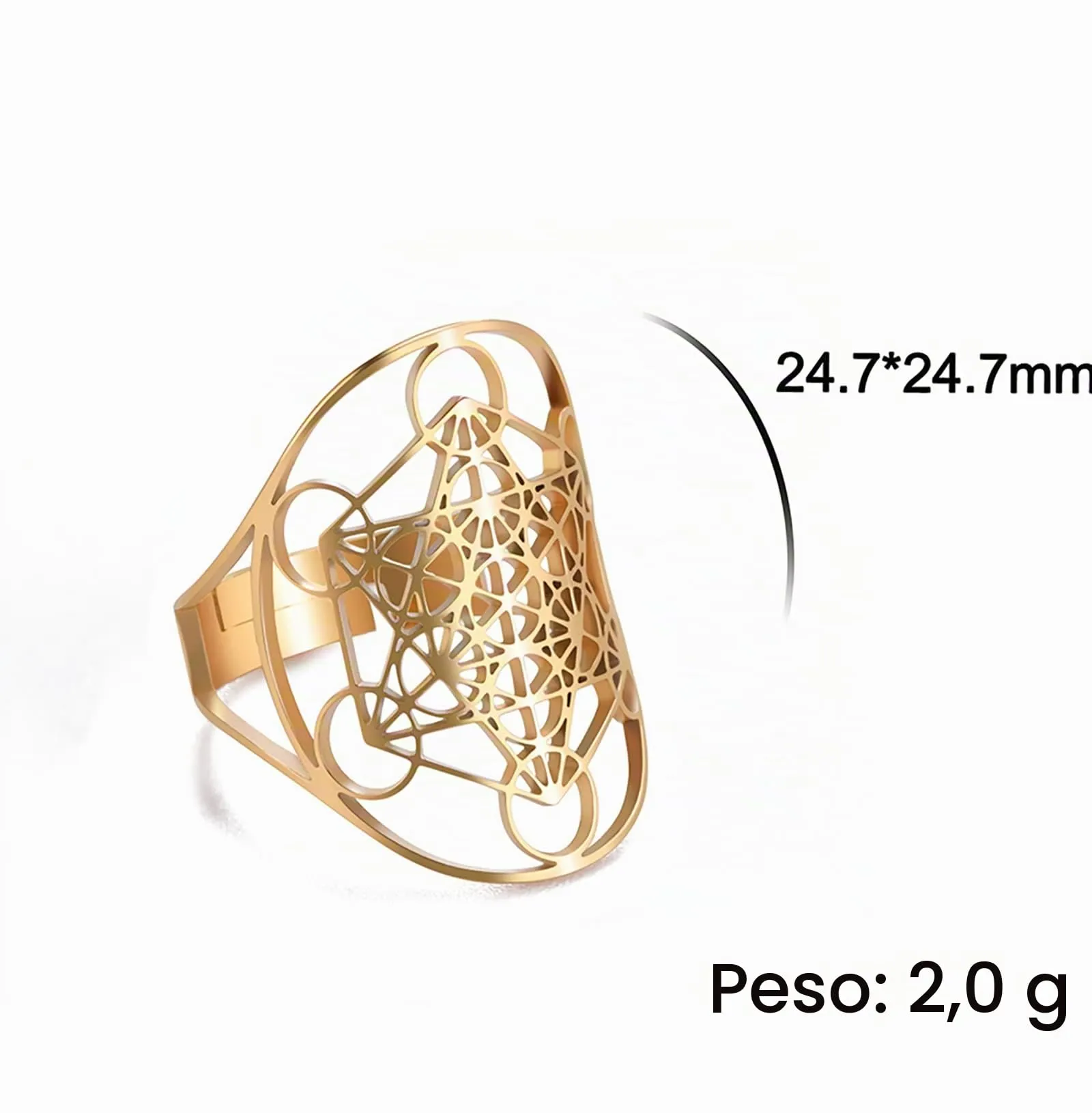 Unift Anello Cubo di Metatron in Acciaio Inox - immagine 6