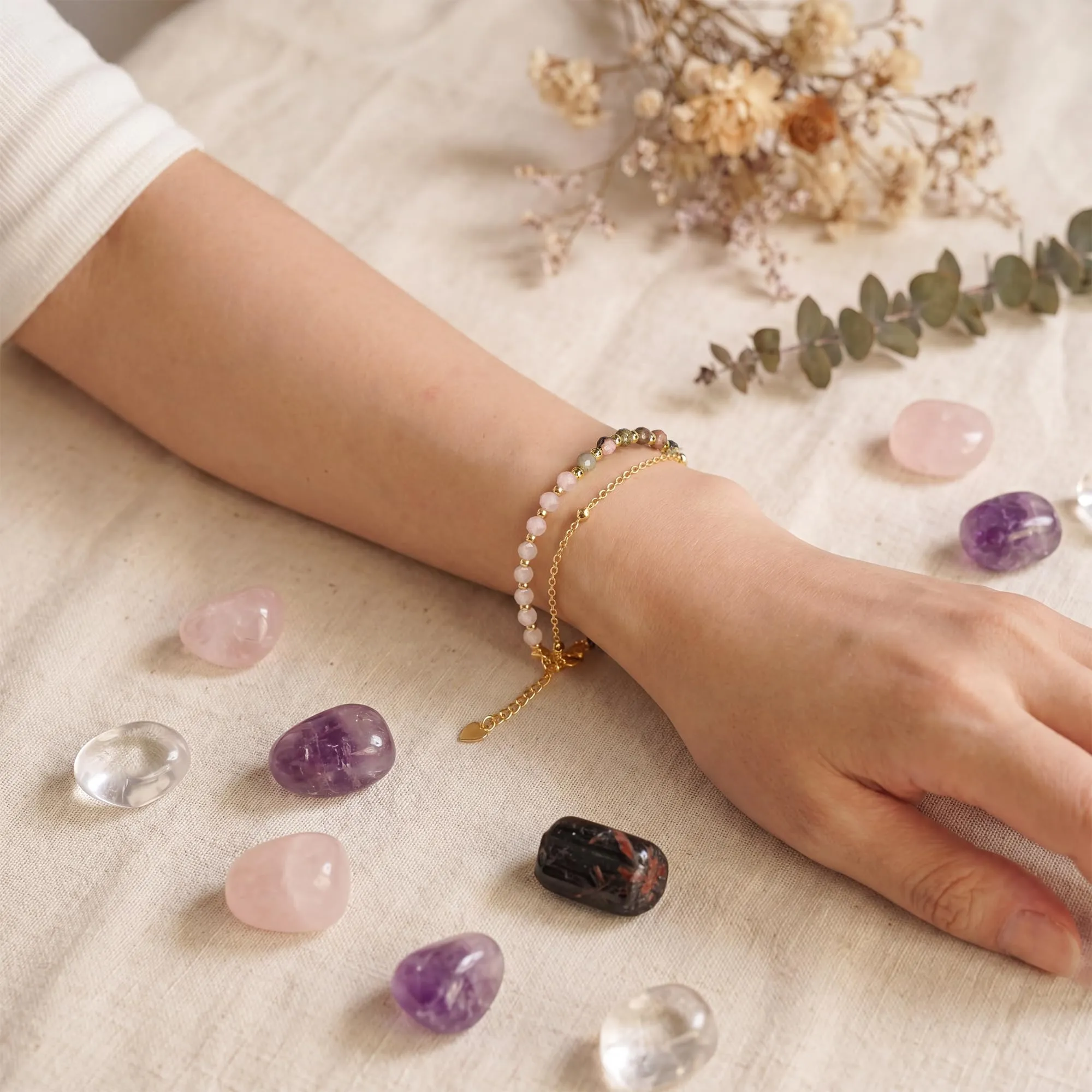 Farfume Amor Proprio - Autostima Bracciale in Pietre Naturali da 4mm per Donna - immagine 4