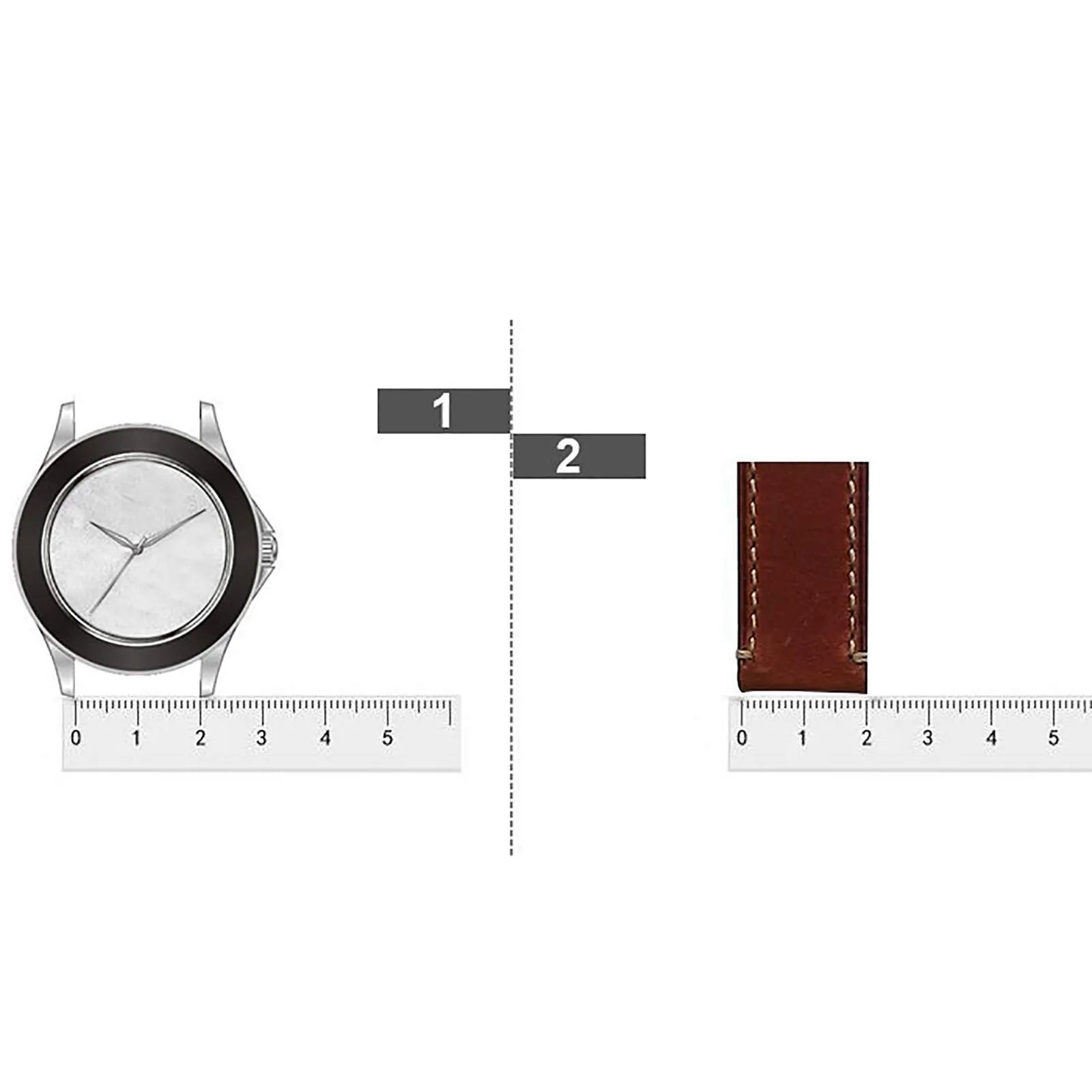 Ellenne Cinturino in Vera Pelle Marrone Chiaro 24mm per Orologio Uomo Donna con Anse - immagine 7
