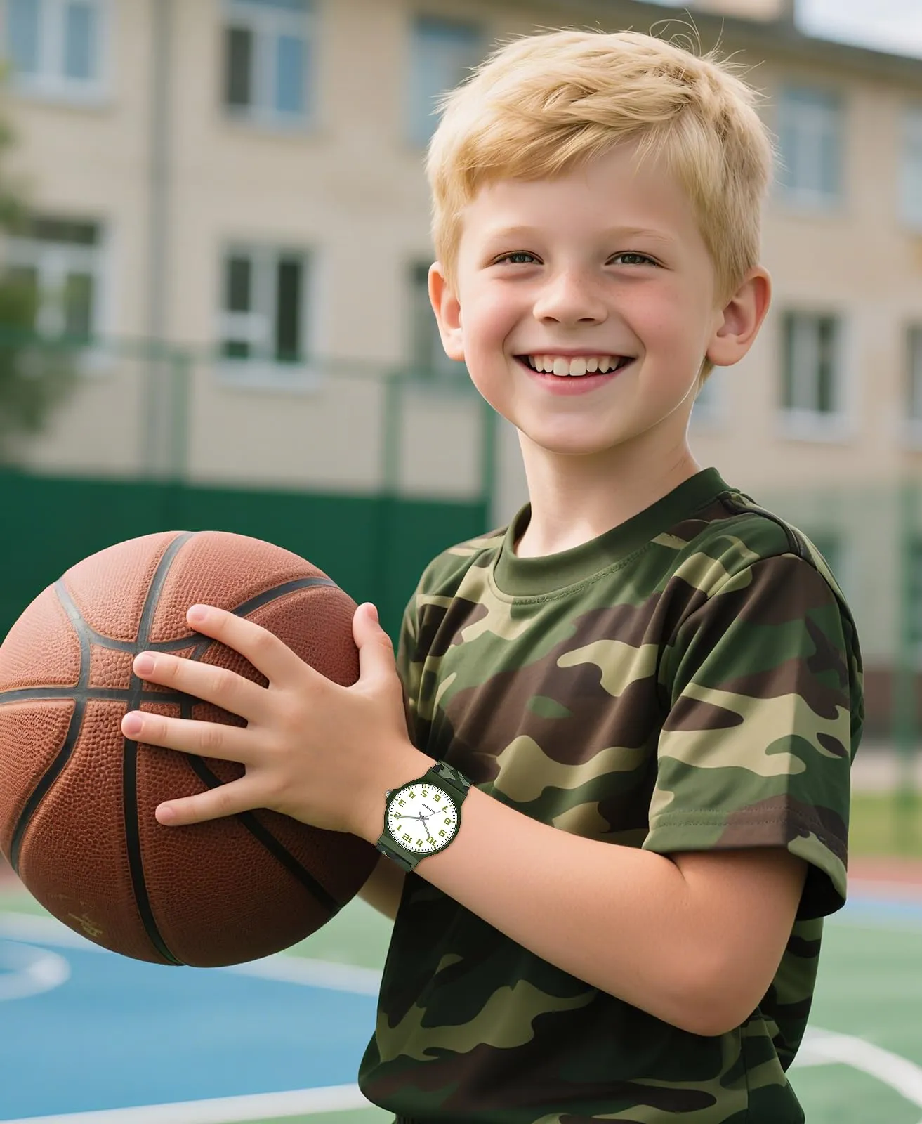 SOCICO Orologio Analogico Sportivo Impermeabile 30m per Bambini 5-15 Anni, Verde Mimetico, SOC-1010L - immagine 7