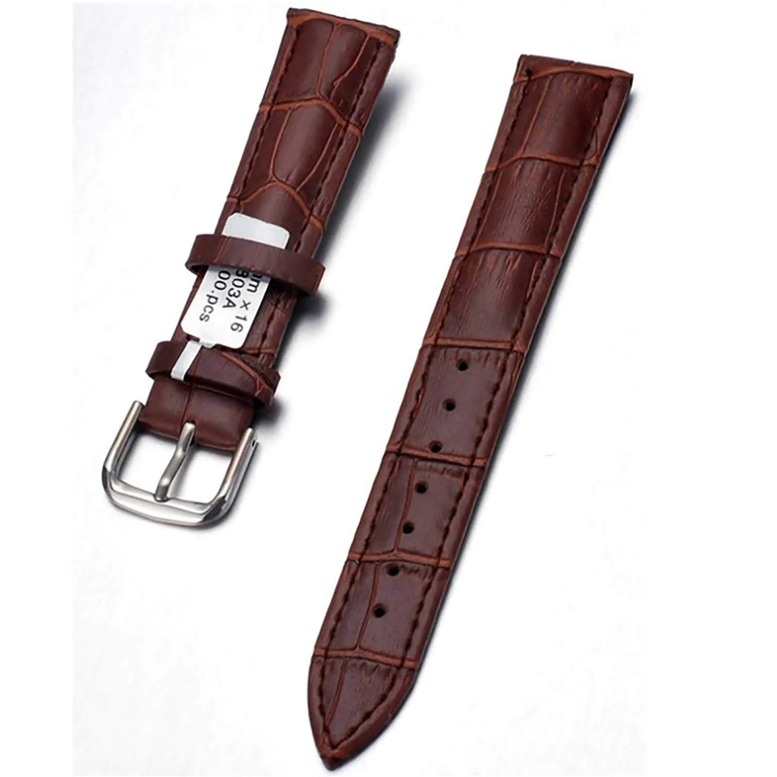 Ellenne Cinturino in Vera Pelle Marrone Scuro 16mm per Orologio Uomo Donna con Anse - immagine 1