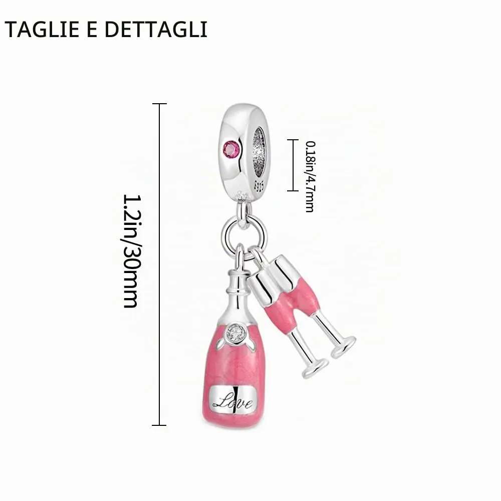 Pandach Ciondoli in Argento Sterling 925 a Tema Viaggio Intorno al Mondo con Zirconi Sintetici, 5mm - immagine 3
