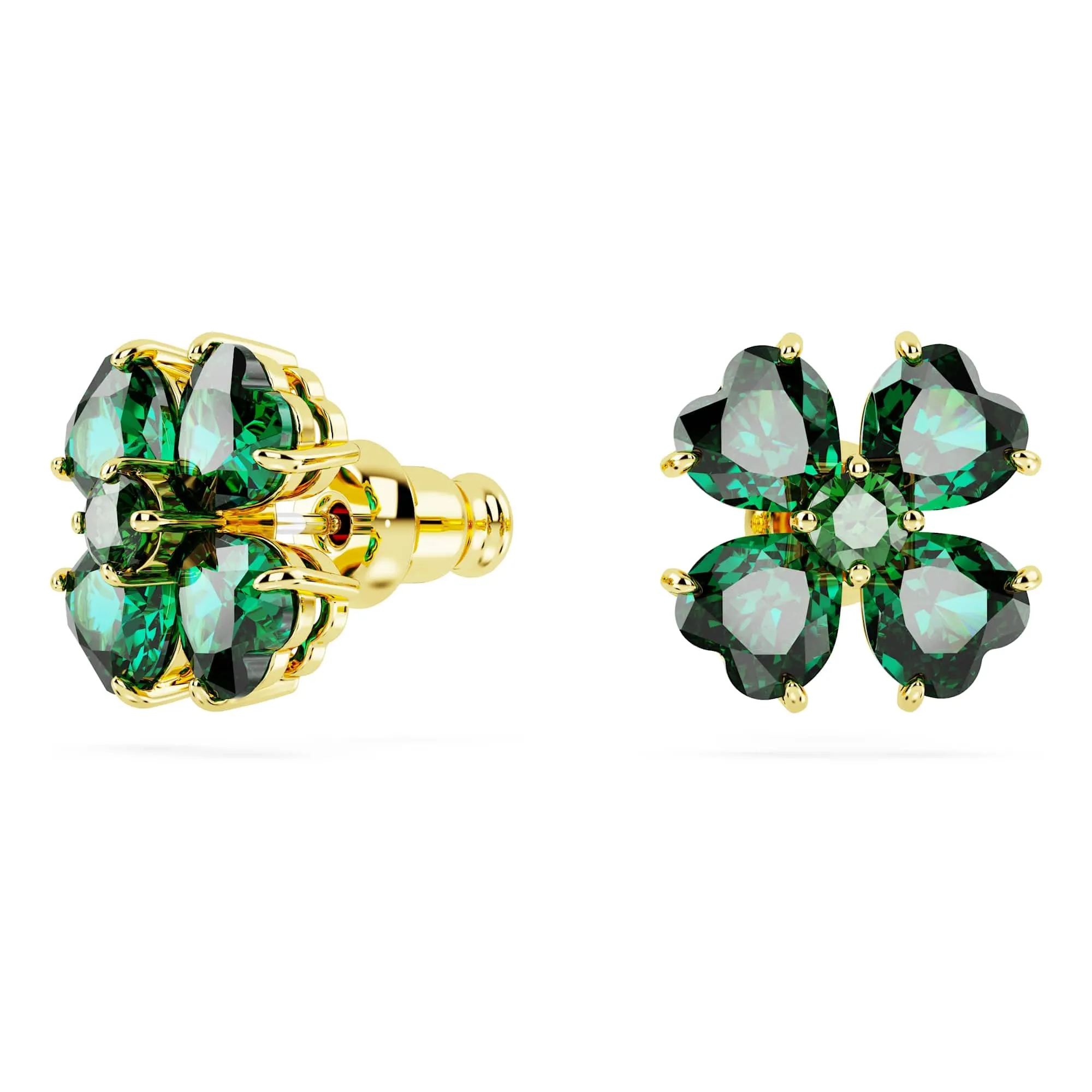 Swarovski Idyllia Orecchini a lobo Quadrifoglio Verdi Placcato color oro - immagine 3