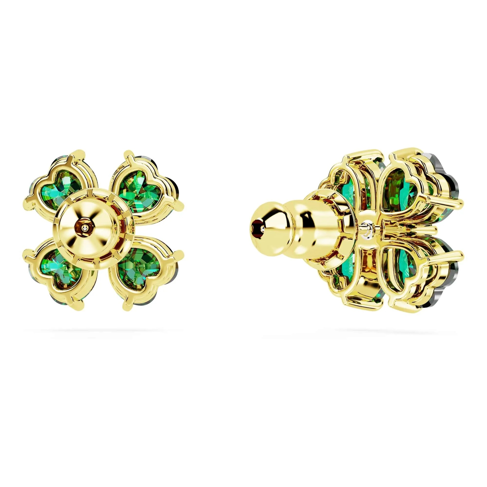 Swarovski Idyllia Orecchini a lobo Quadrifoglio Verdi Placcato color oro - immagine 5