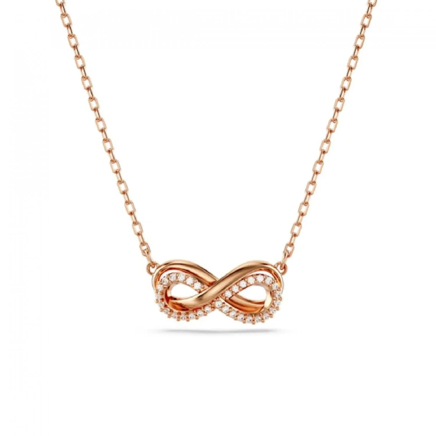 Swarovski Pendente Hyperbola Infinito Pavé Bianco Placcato Color Oro Rosa - immagine 1