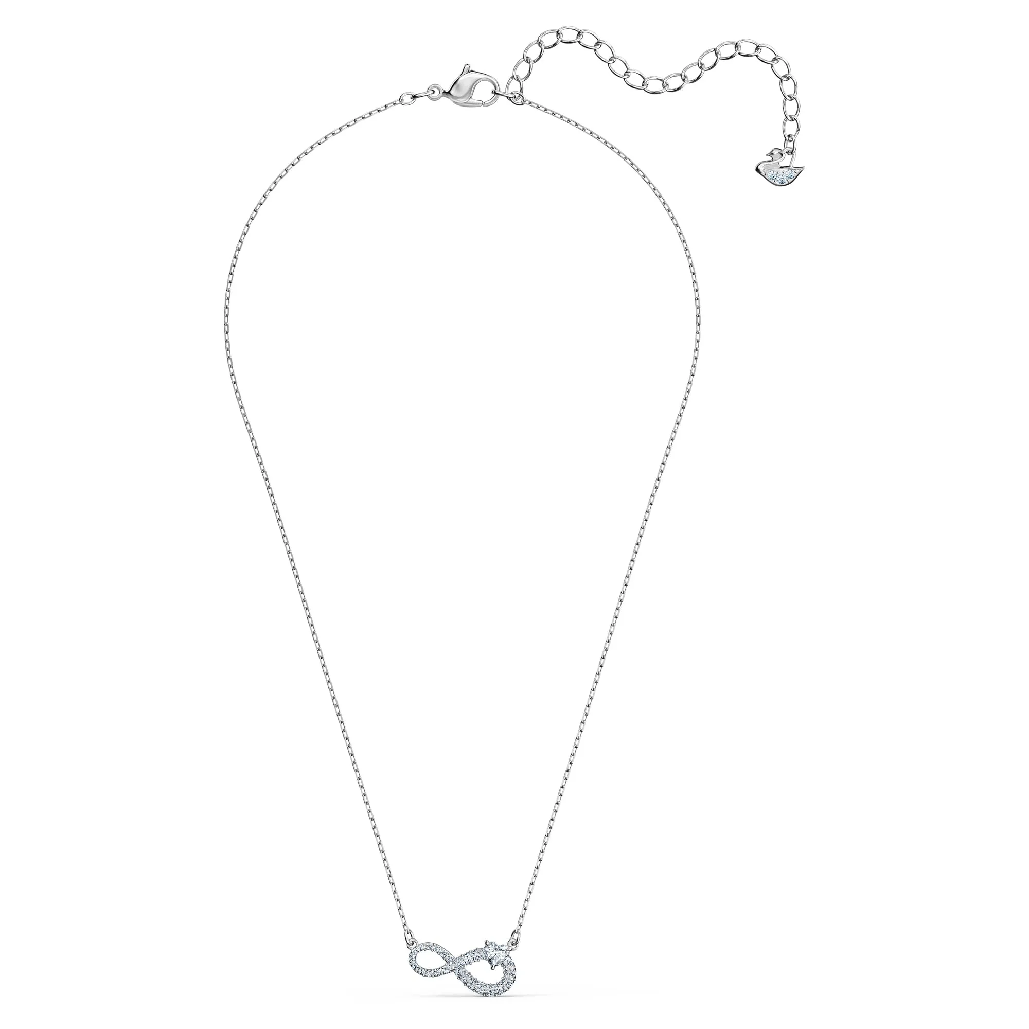 Swarovski Infinity Necklace, White, Rhodium Plated - immagine 2