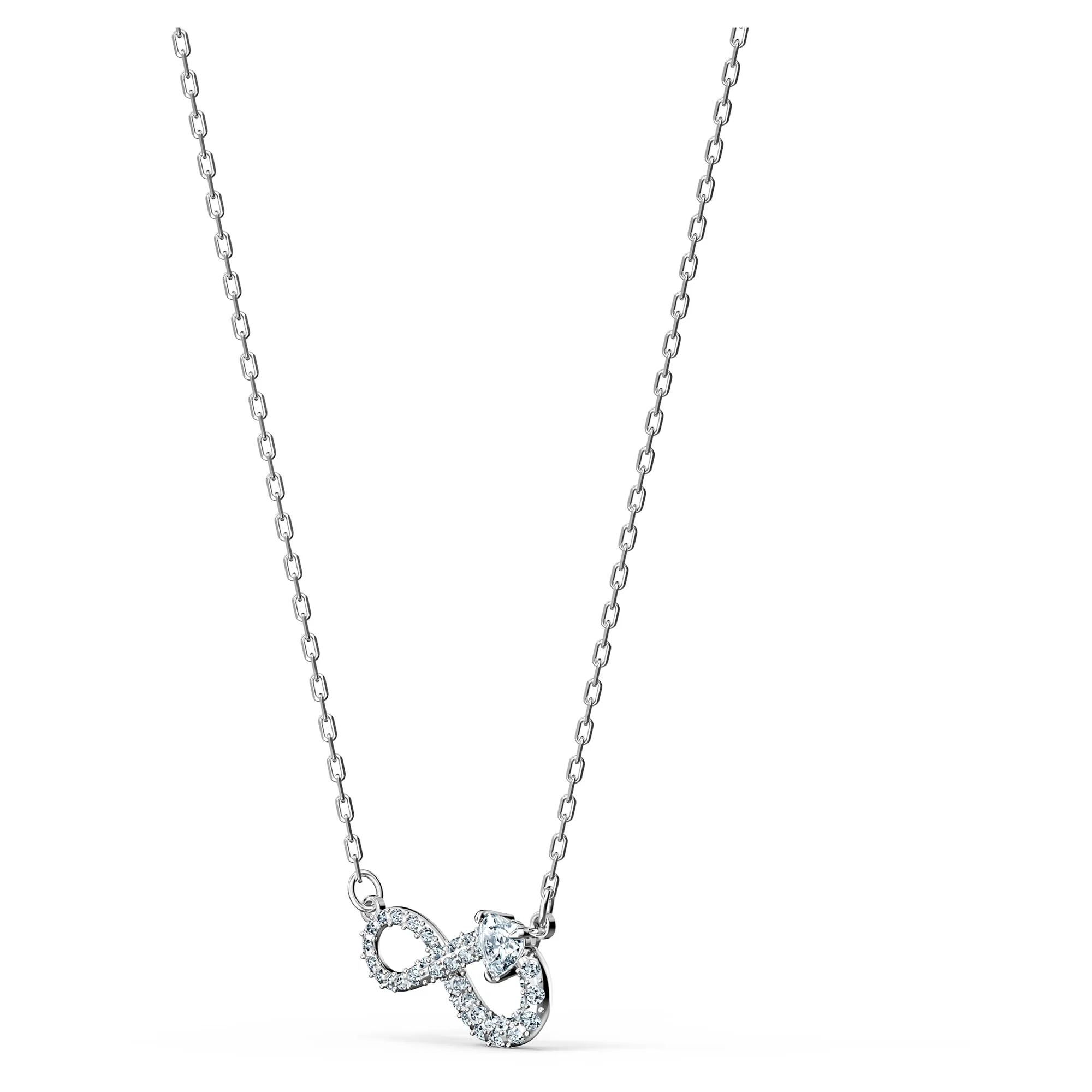 Swarovski Infinity Necklace, White, Rhodium Plated - immagine 3
