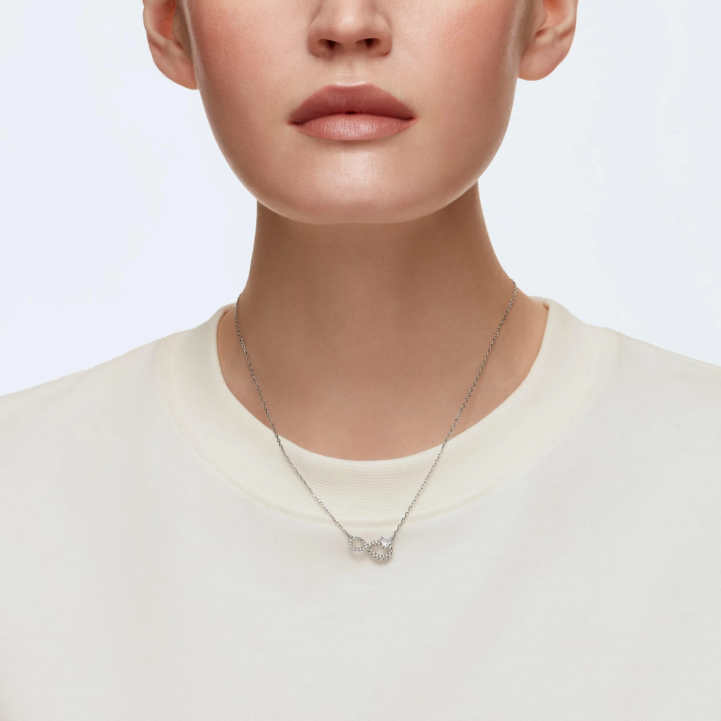 Swarovski Infinity Necklace, White, Rhodium Plated - immagine 4