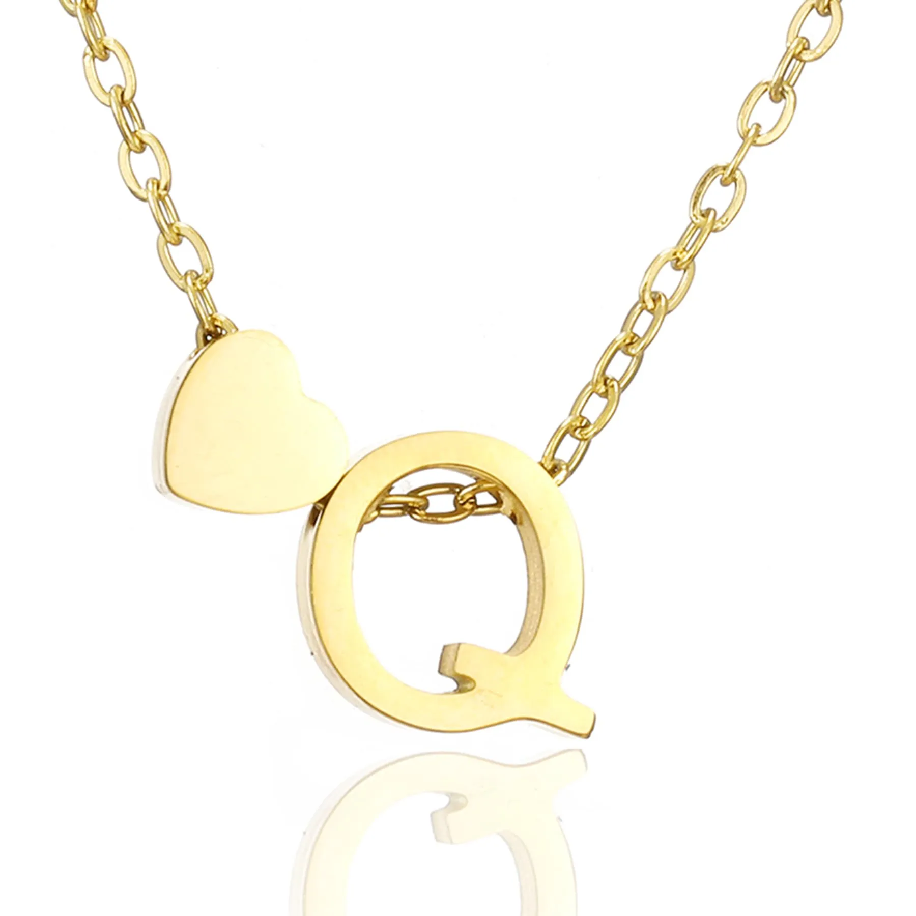 AFSTALR Collana con Iniziale e Cuore in Acciaio Inossidabile, Oro, 45+5cm - immagine 1