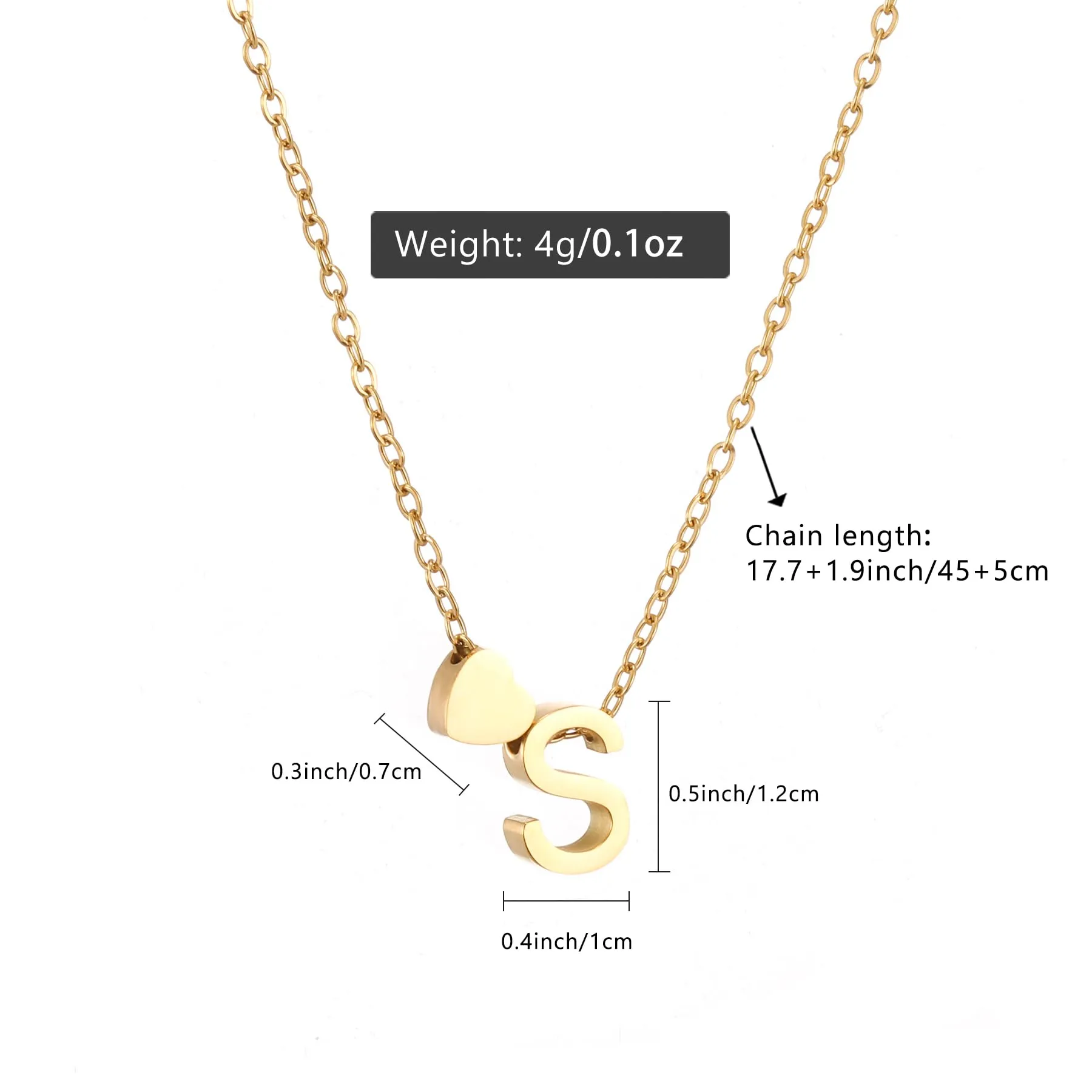 AFSTALR Collana con Iniziale D e Cuore in Acciaio Inossidabile Oro, 45+5cm - immagine 5
