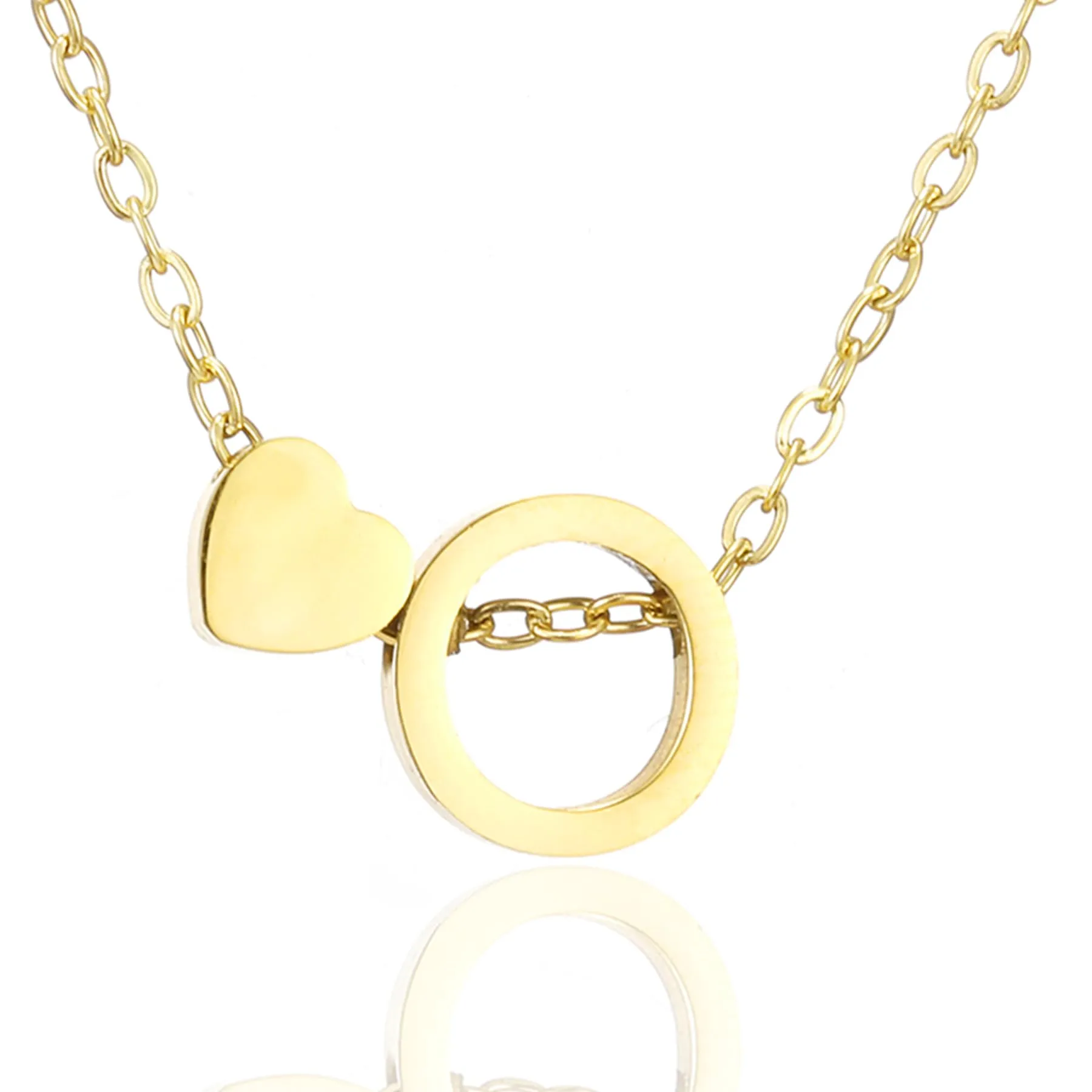 AFSTALR Collana con Iniziale Donna Oro, Ciondolo Cuore Lettera O, Acciaio Inossidabile, 45+5cm - immagine 1