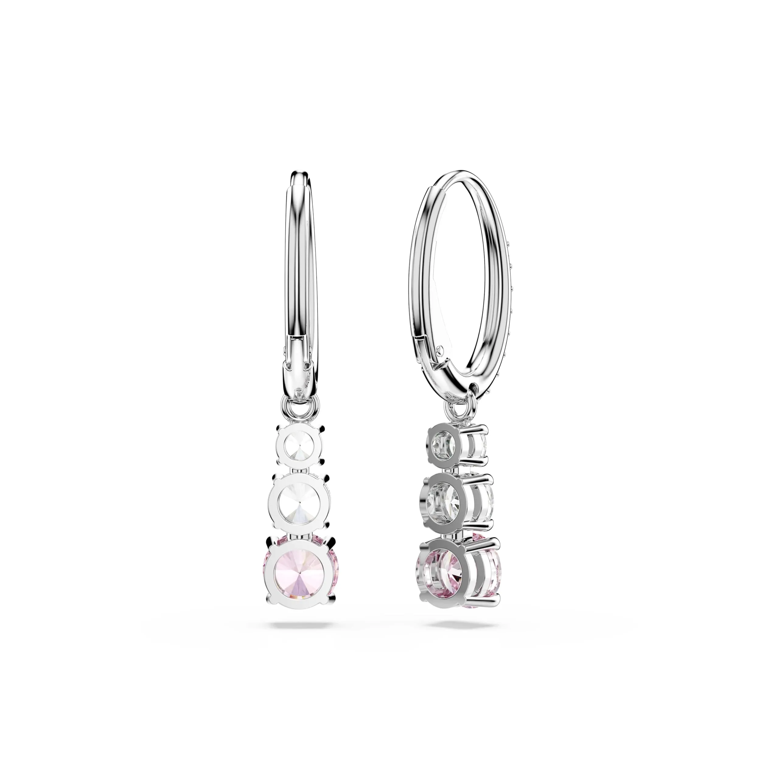 Swarovski Stilla Attract Orecchini Pendenti, Taglio Round, Rosa, Placcato Rodio - immagine 4