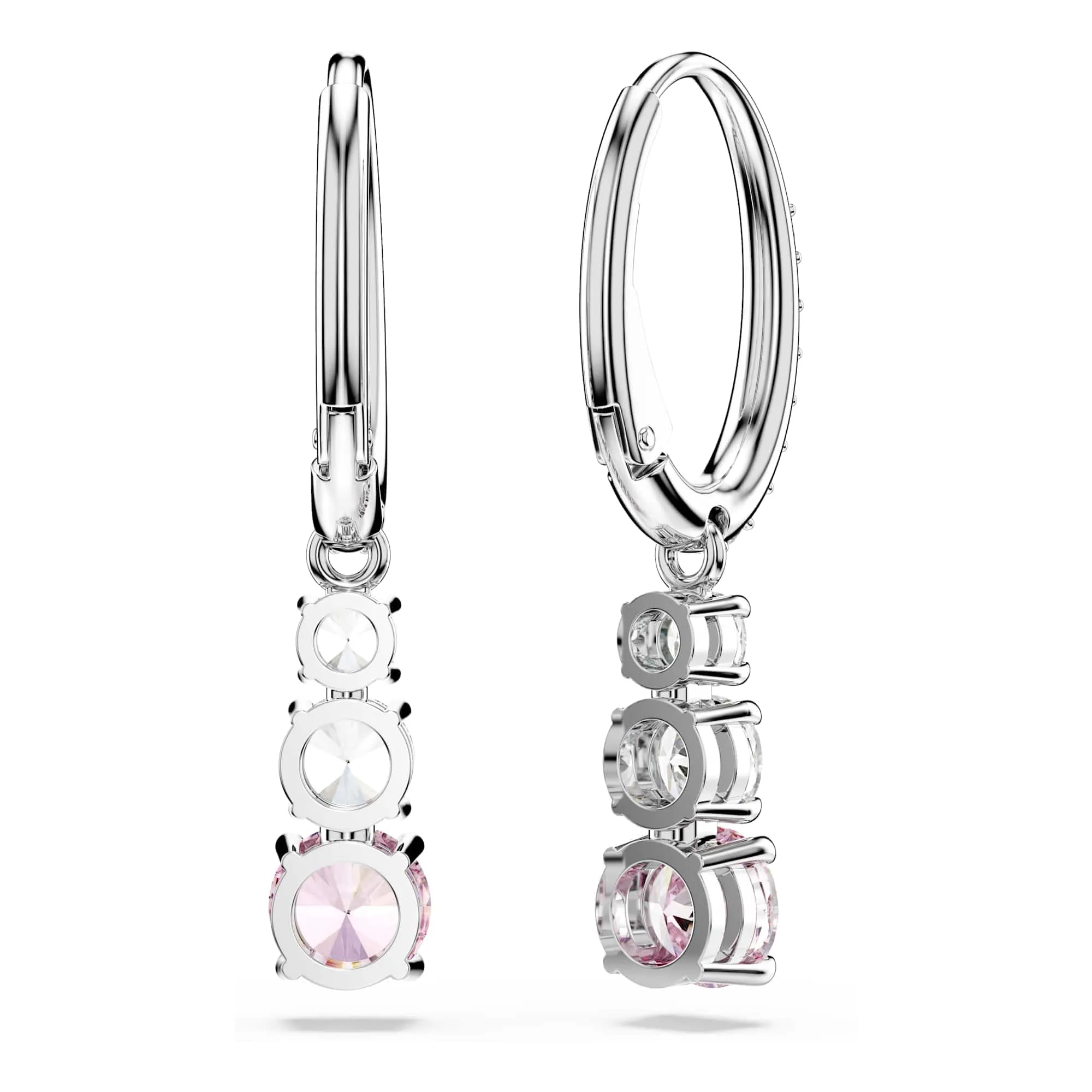 Swarovski Stilla Attract Orecchini Pendenti, Taglio Round, Rosa, Placcato Rodio - immagine 6