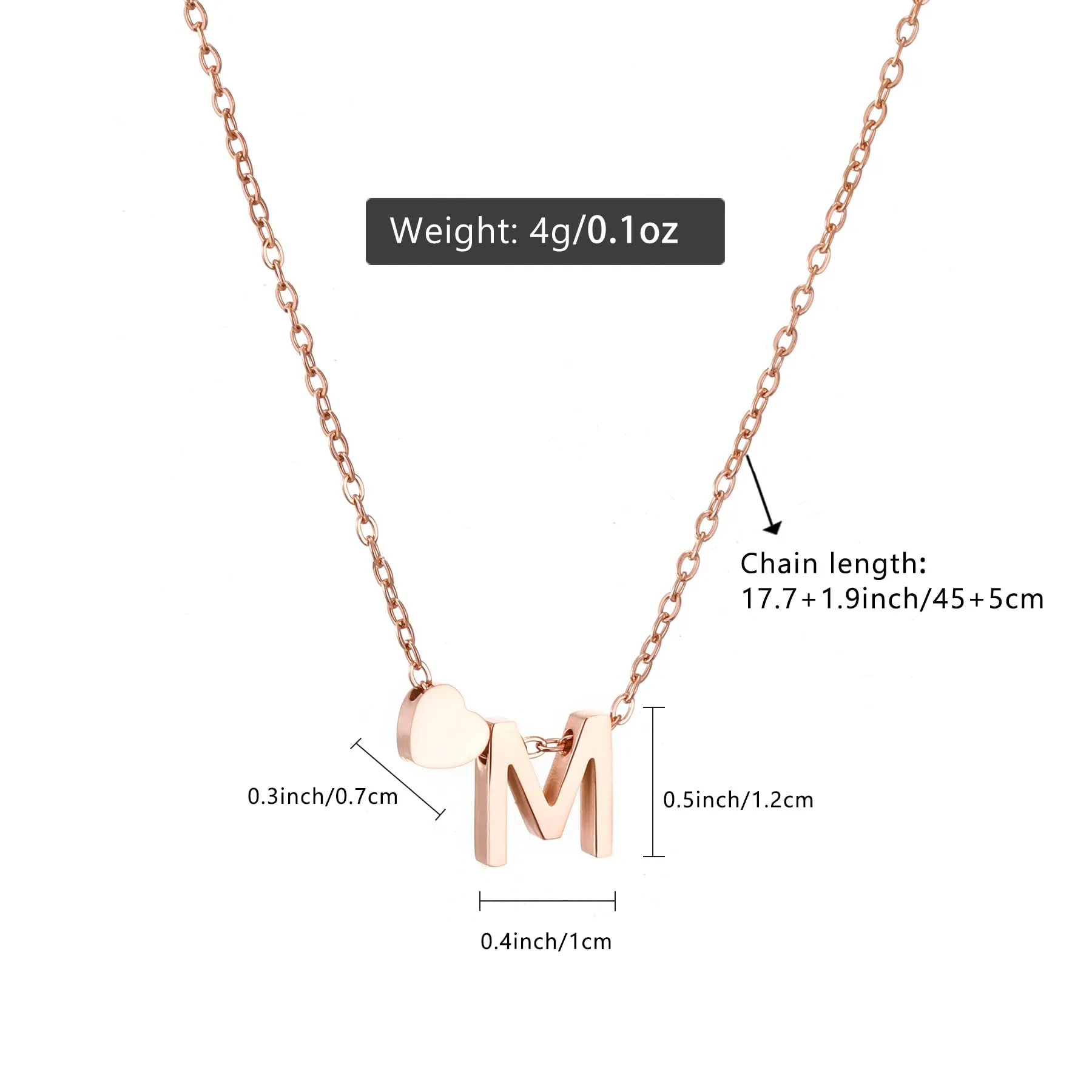 AFSTALR Collana con Iniziale Donna Oro Rosa, Ciondole Cuore Lettera T, Acciaio Inossidabile, 45+5cm - immagine 6