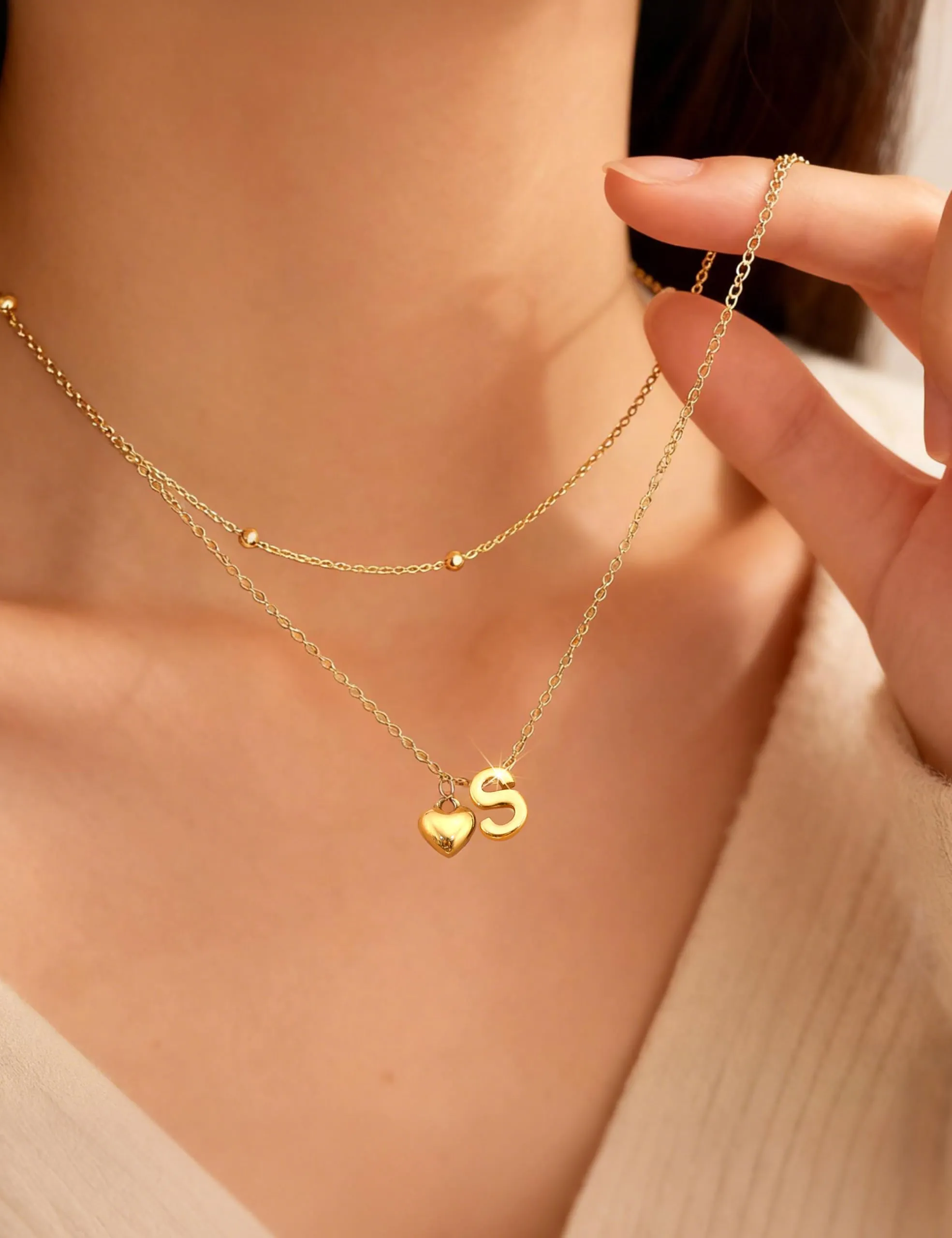 LOLIAS Collana Iniziale Cuore Placcato Oro 14 Carati per Donna - immagine 7