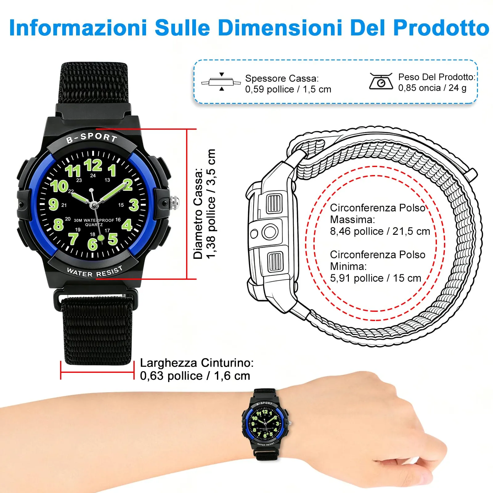 Juboos Orologio Analogico per Bambini con 7 Luci Notturne, Impermeabile, Cinturino Morbido, Quarzo, per Ragazzi e Ragazze 5-18 Anni - immagine 4