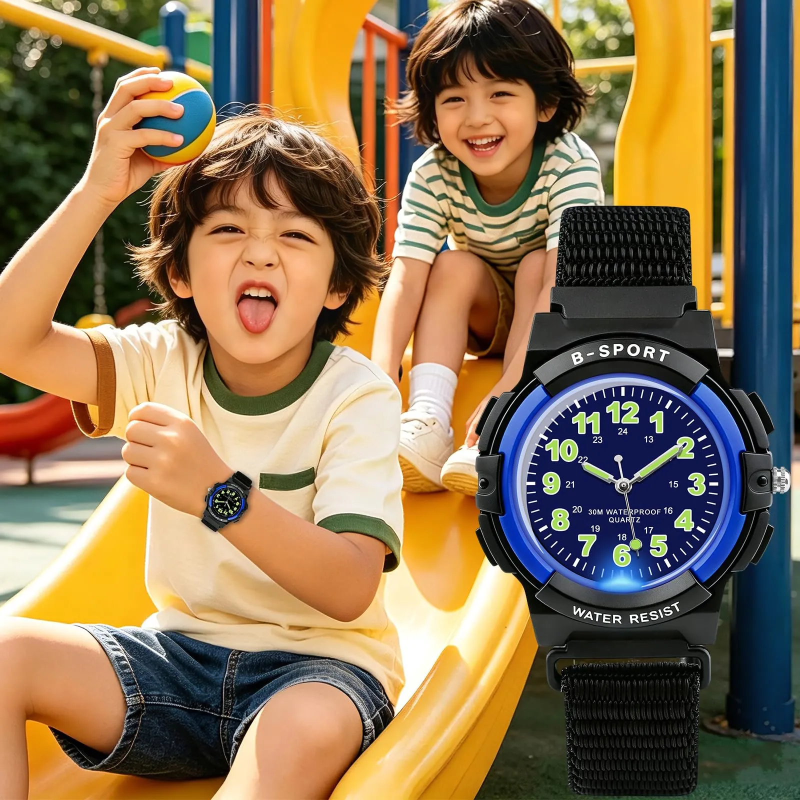 Juboos Orologio Analogico per Bambini con 7 Luci Notturne, Impermeabile, Cinturino Morbido, Quarzo, per Ragazzi e Ragazze 5-18 Anni - immagine 6