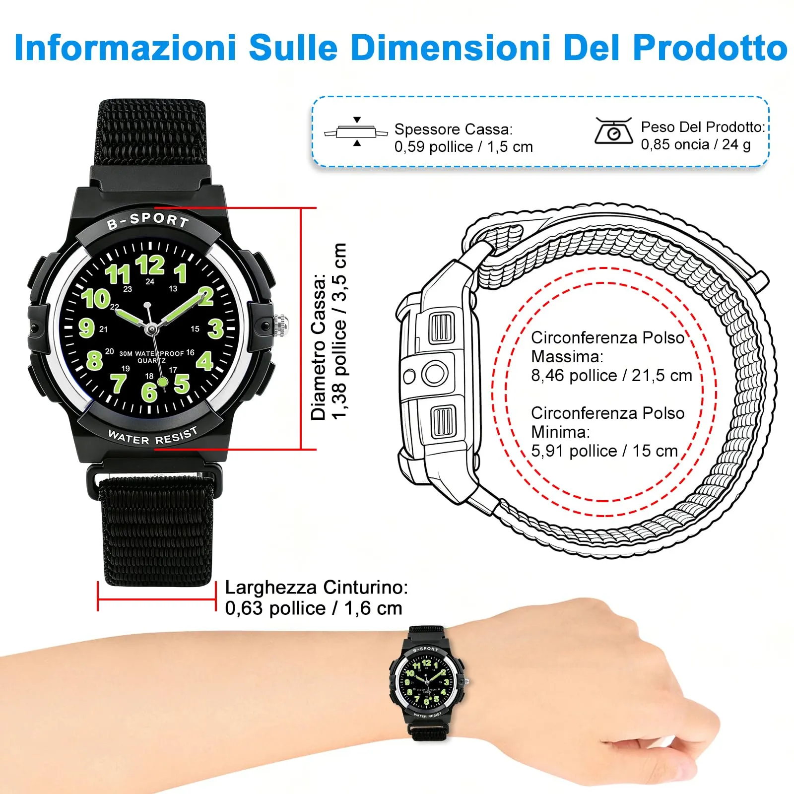 Juboos Orologio Analogico per Bambini, 7 Luci Notturne a Colori, Impermeabile 30M, Quarzo, per Ragazzi e Ragazze 5-18 Anni - immagine 4