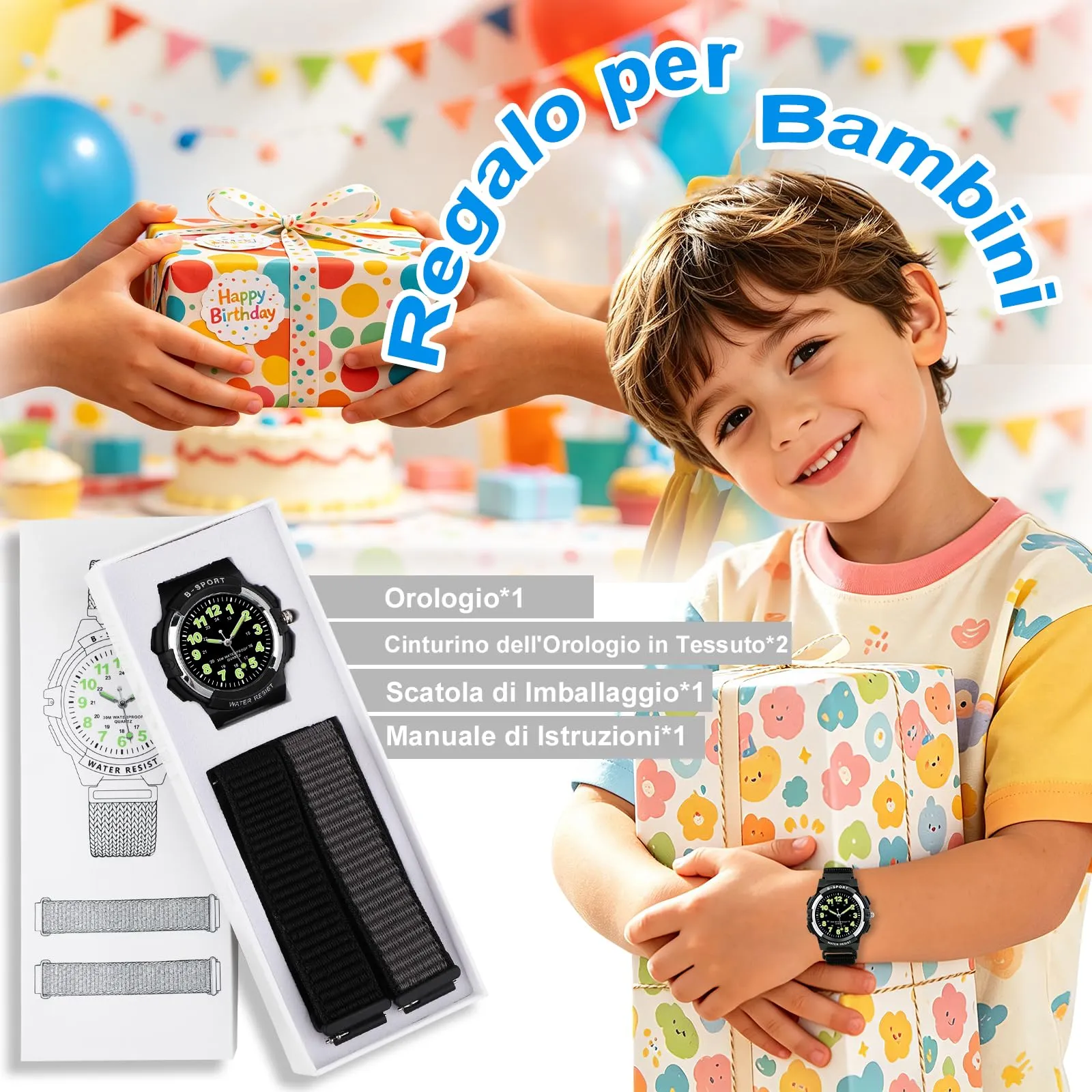 Juboos Orologio Analogico per Bambini, 7 Luci Notturne a Colori, Impermeabile 30M, Quarzo, per Ragazzi e Ragazze 5-18 Anni - immagine 5