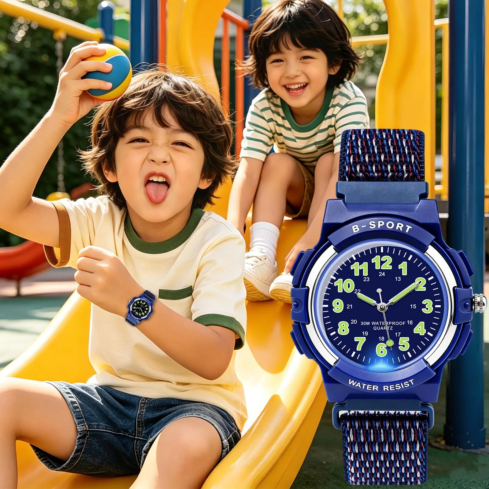 Juboos Orologio Analogico per Bambini, 7 Luci Notturne, Impermeabile, Cinturino Morbido, Quarzo, 5-18 Anni - immagine 6