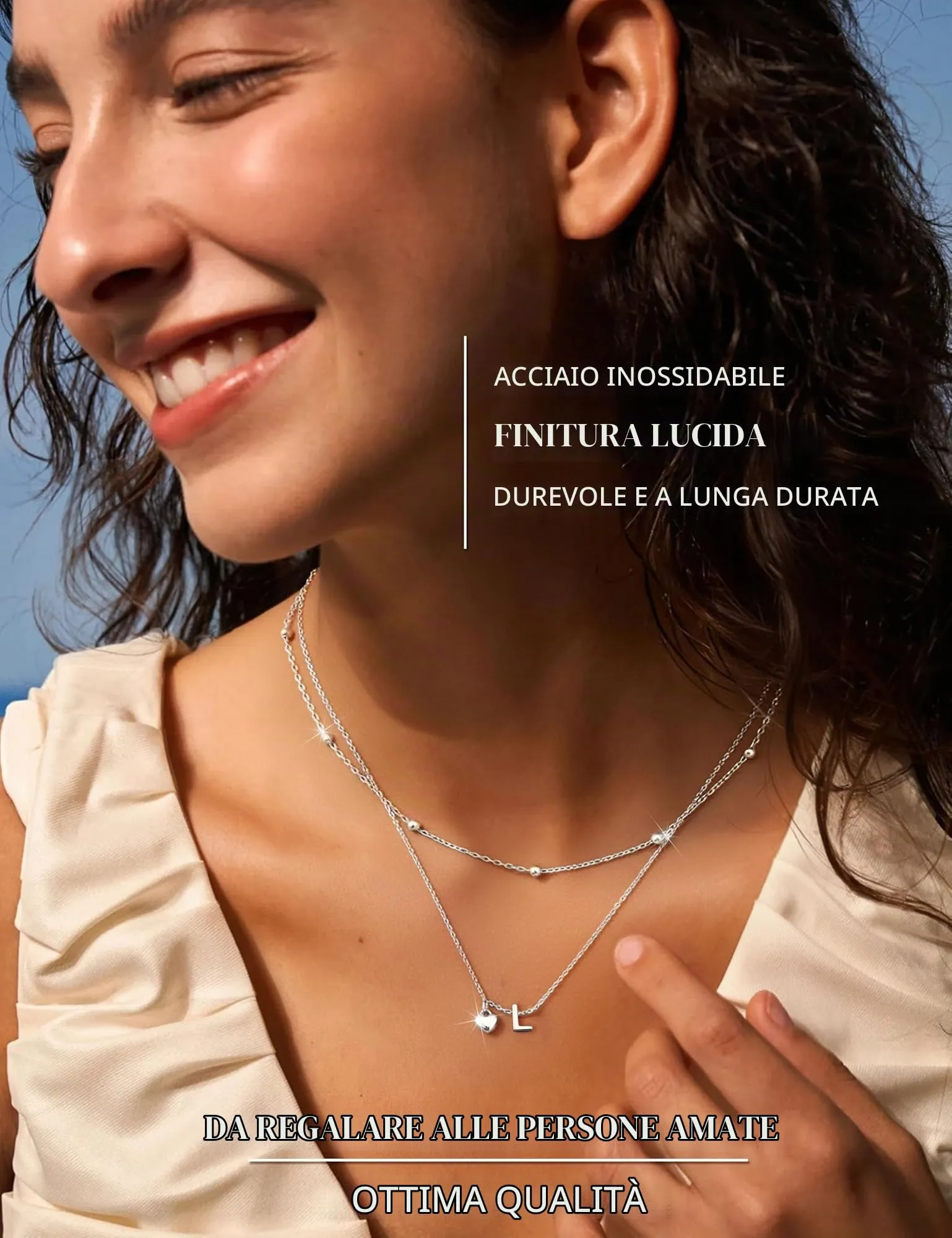 LOLIAS Collana con Iniziale e Cuore in Argento Placcato per Donna - immagine 2