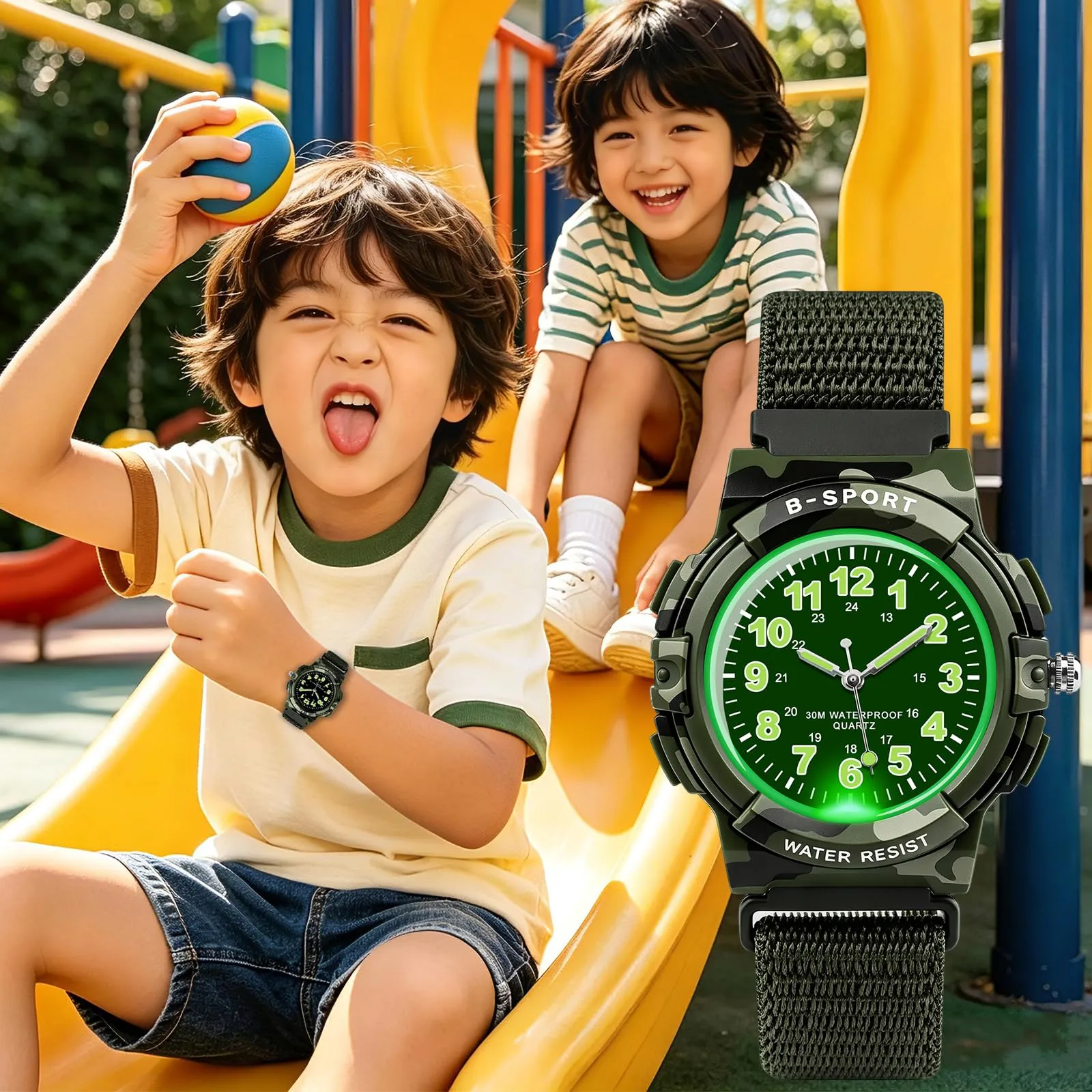 Juboos Orologio Analogico per Bambini con 7 Luci Notturne, Impermeabile, Quarzo, per Ragazzi e Ragazze 5-18 Anni - immagine 6