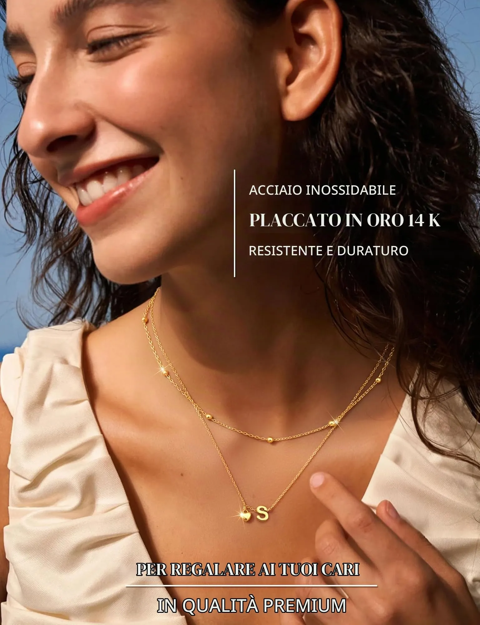 LOLIAS Collana Iniziale Cuore Placcato Oro 14 Carati Donna - immagine 2