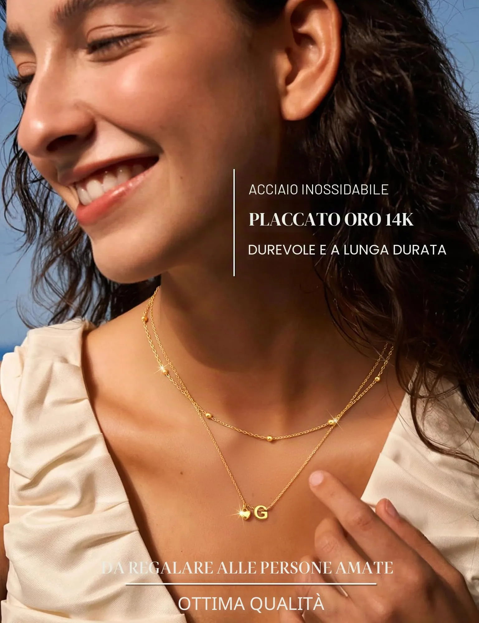 LOLIAS Collana Iniziale Cuore Placcato Oro 14 Carati Donna - immagine 2