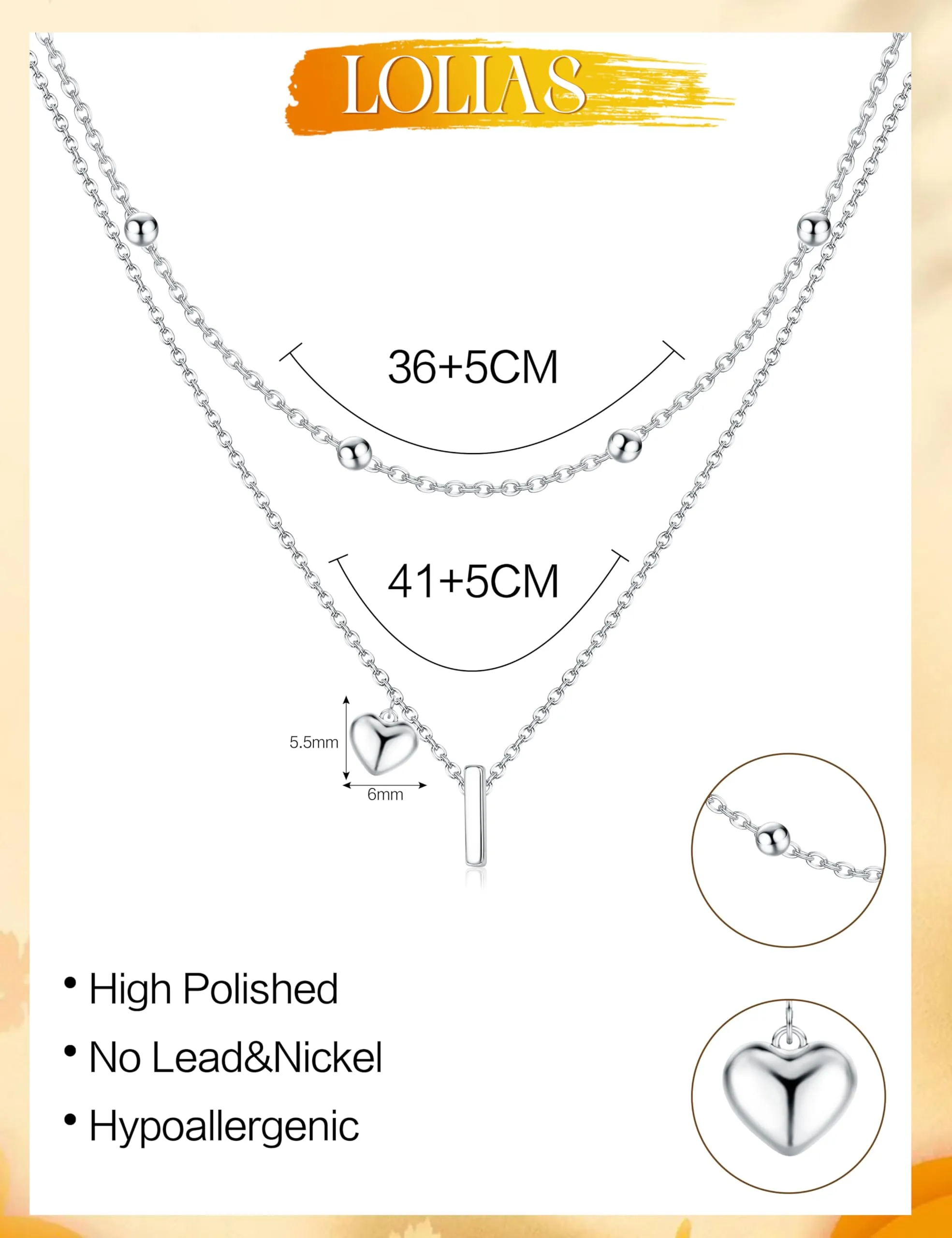 LOLIAS Collana Iniziale Cuore in Argento Placcato per Donna - immagine 3