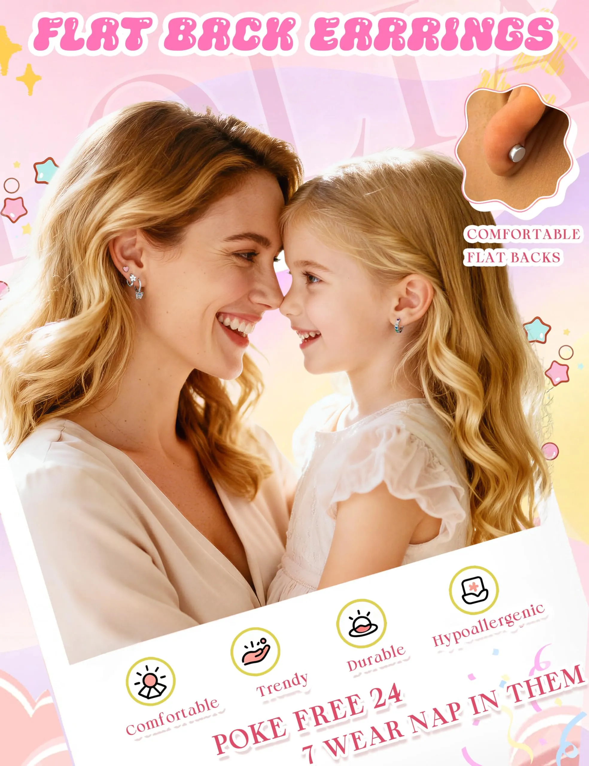 Adramata Set 10 Paia Orecchini in Acciaio Inossidabile per Bambina - immagine 4