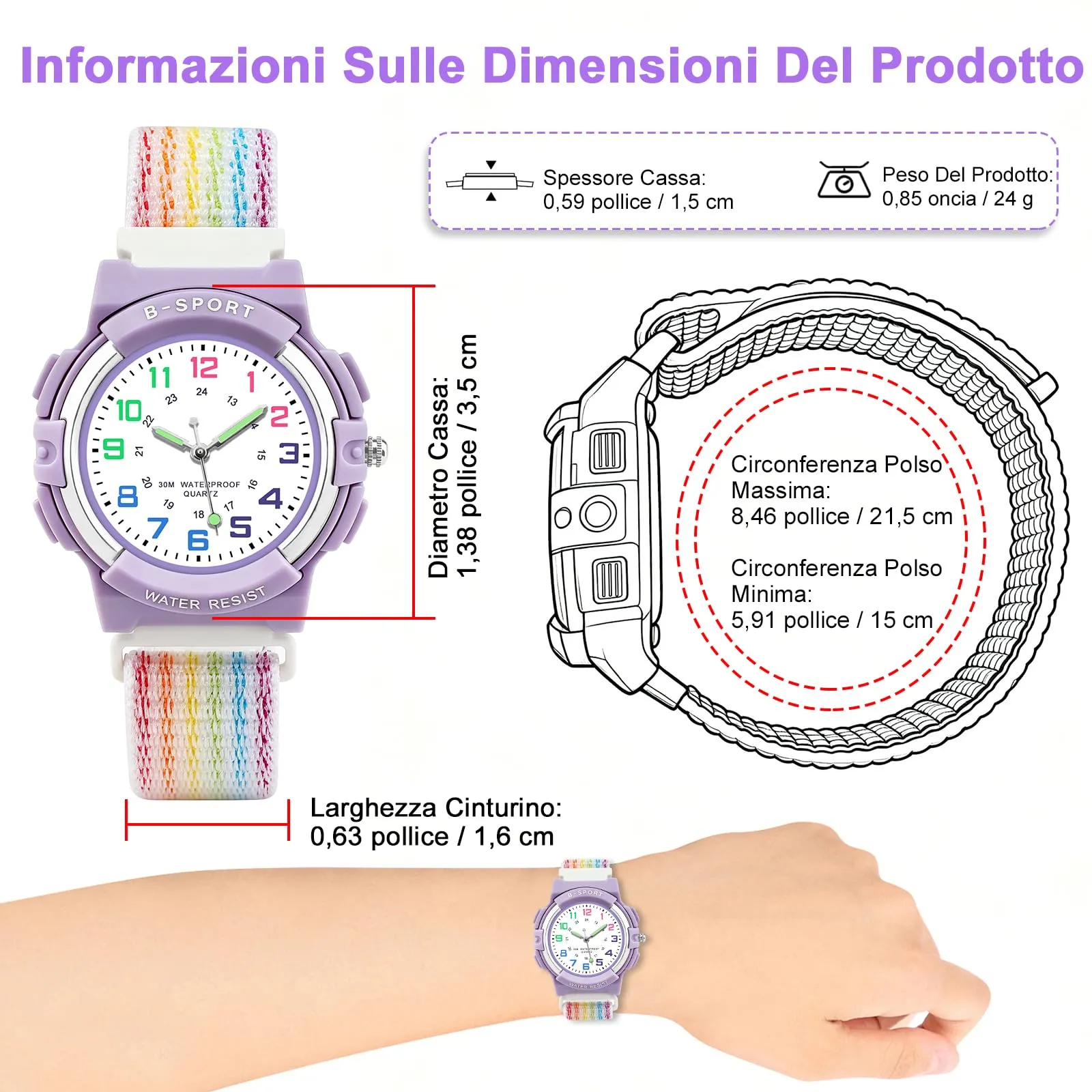 Juboos Orologio Analogico per Bambini con 7 Luci Notturne, Impermeabile, Orologio al Quarzo per Ragazzi e Ragazze 5-18 Anni - immagine 4