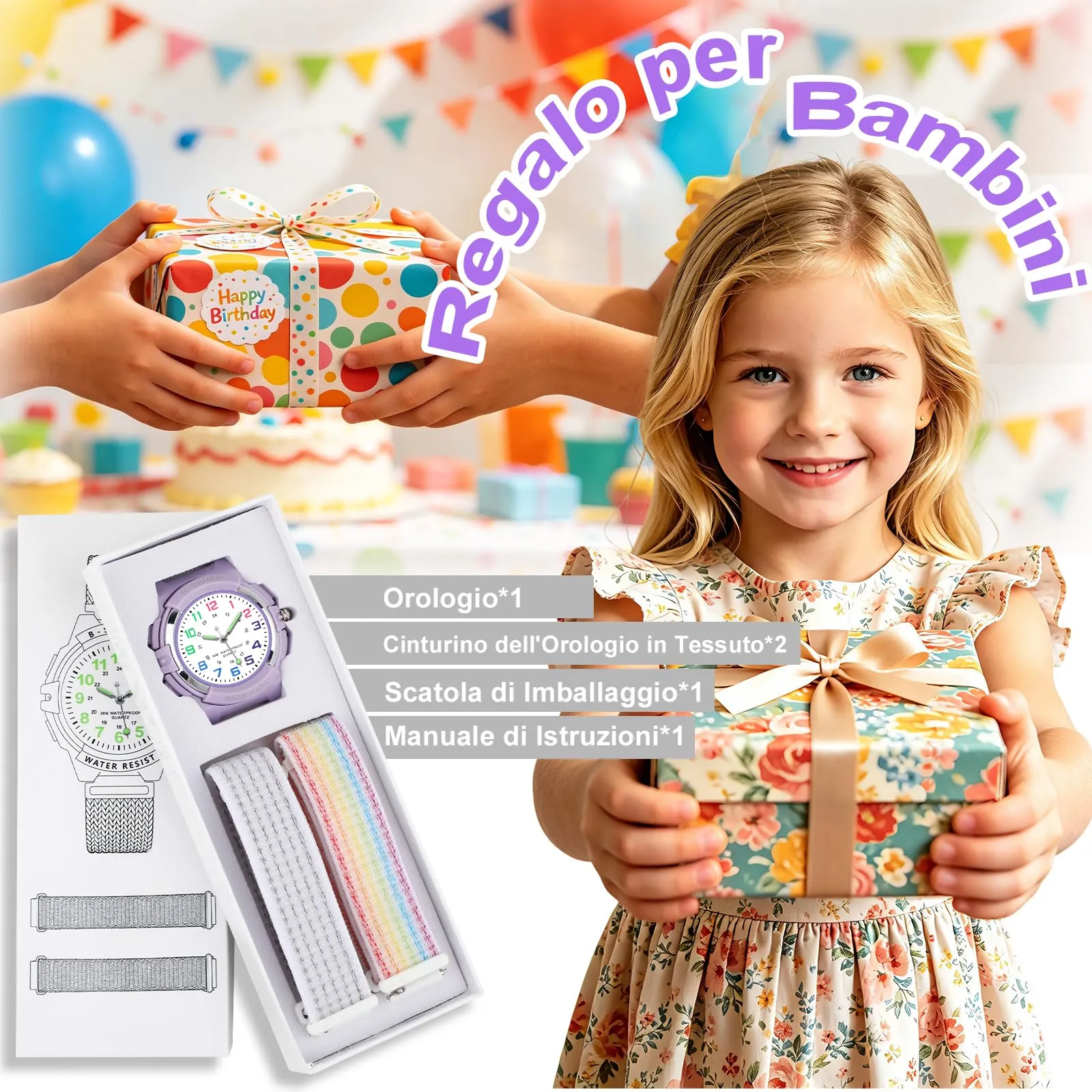 Juboos Orologio Analogico per Bambini con 7 Luci Notturne, Impermeabile, Orologio al Quarzo per Ragazzi e Ragazze 5-18 Anni - immagine 5