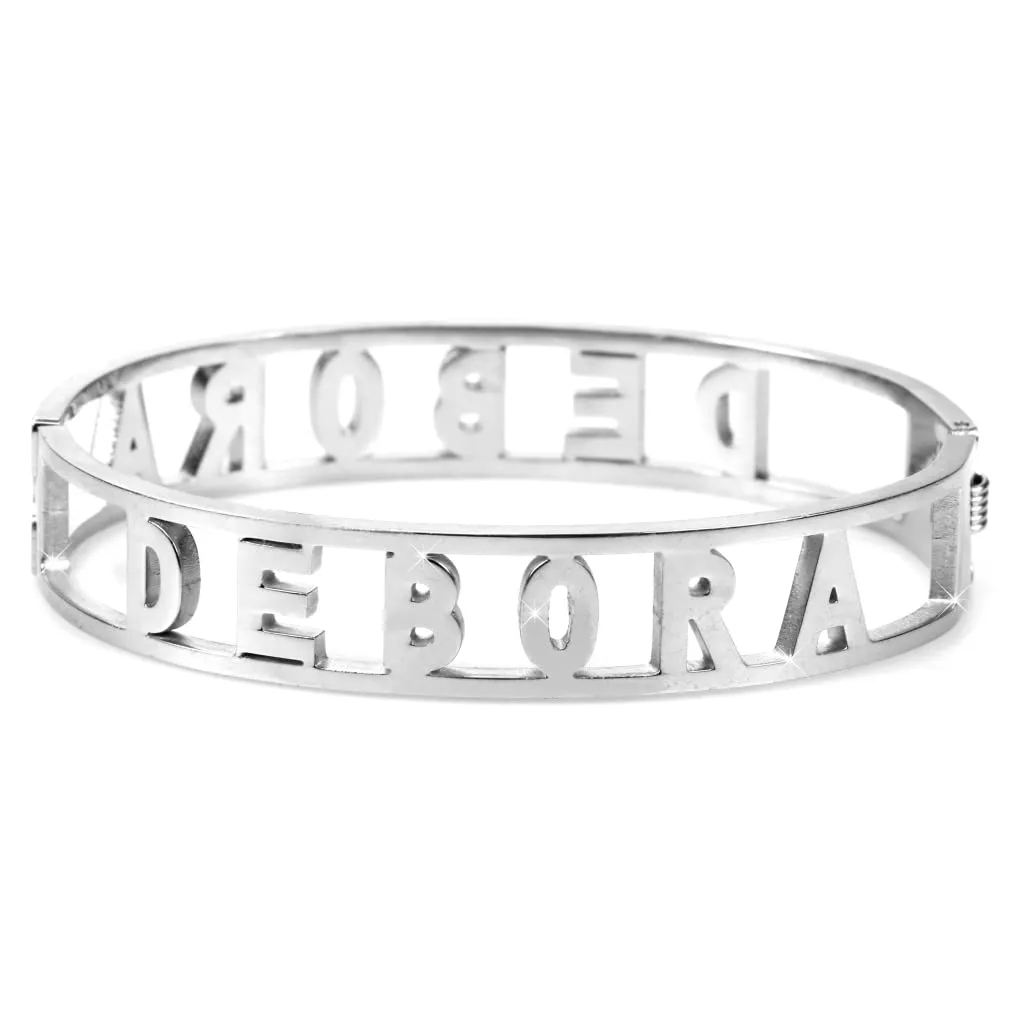 Flowers Bracciale Rigido in Acciaio con Nome Debora e Zirconcini - immagine 2