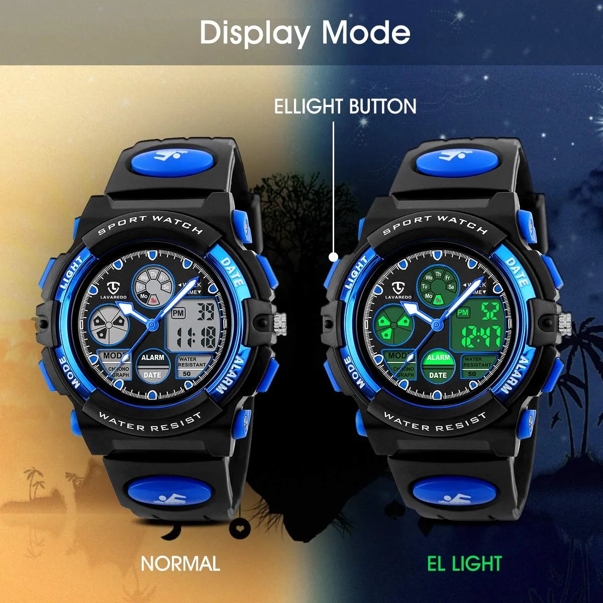 aswan watch Orologio Digitale Multifunzione per Bambini Impermeabile con Luce LED - immagine 7