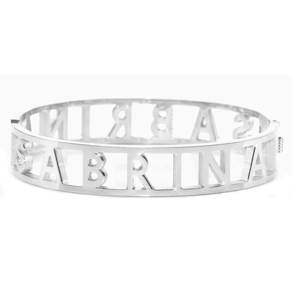 Flowers Bracciale Rigido in Acciaio con Nome e Zirconi Sabrina - Argento - immagine 2