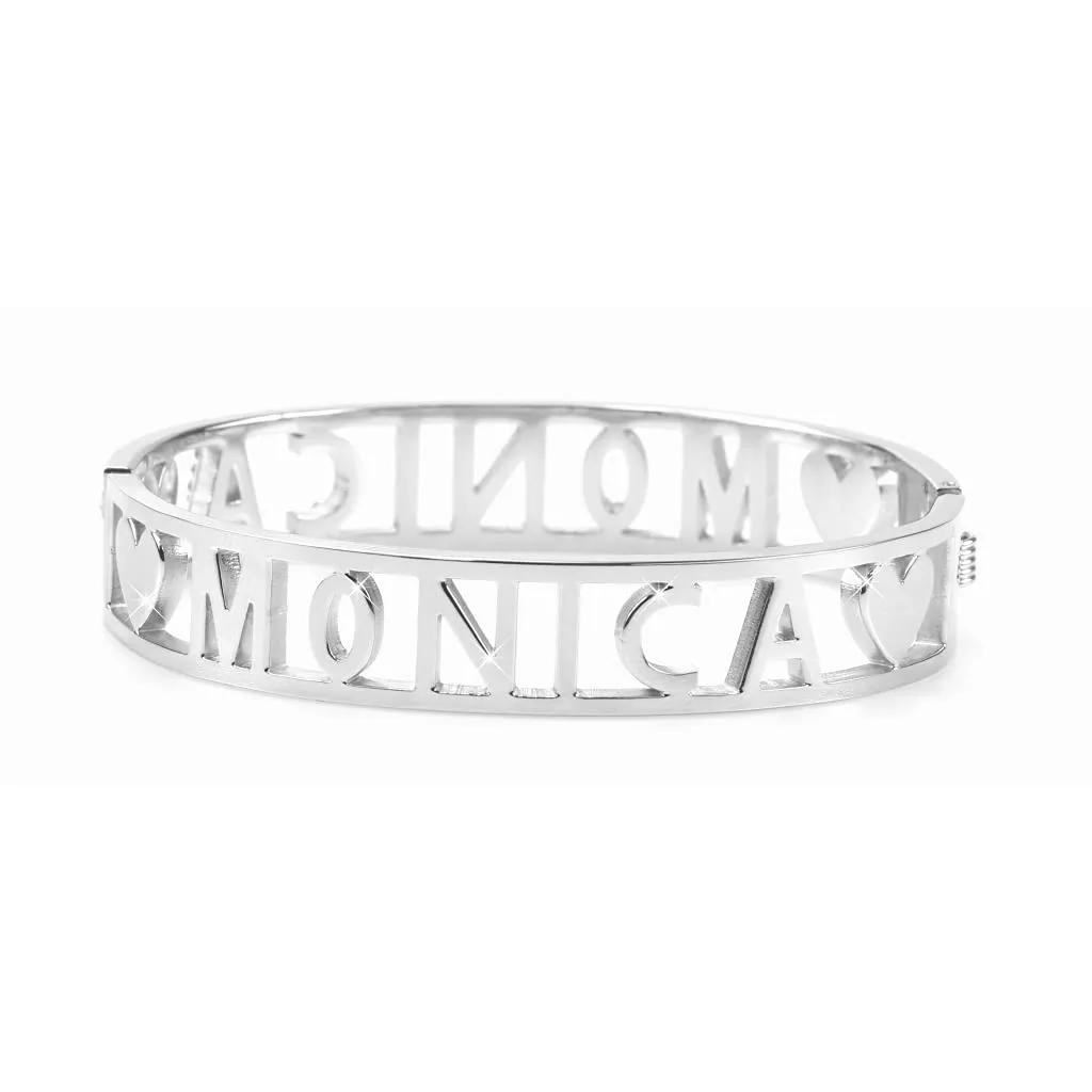 Flowers Bracciale Rigido in Acciaio con Nome e Zirconi Monica 2 - immagine 2