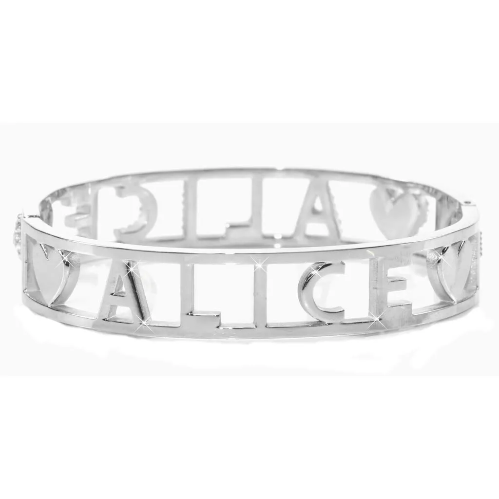 Flowers Bracciale Rigido in Acciaio con Nome Alice e Zirconi, Chiusura a Molla - immagine 2