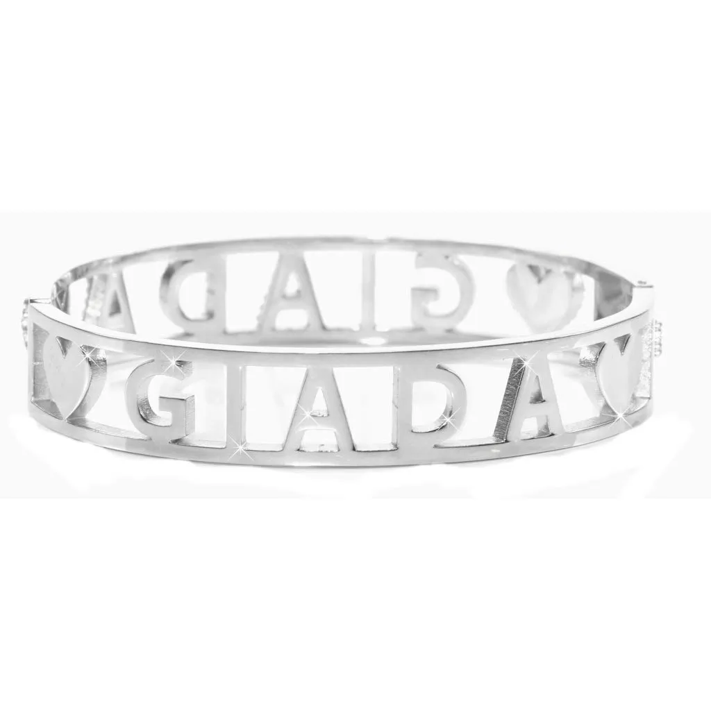Flowers Bracciale Rigido in Acciaio con Nome e Zirconi, Chiusura a Molla (Giada) - immagine 2