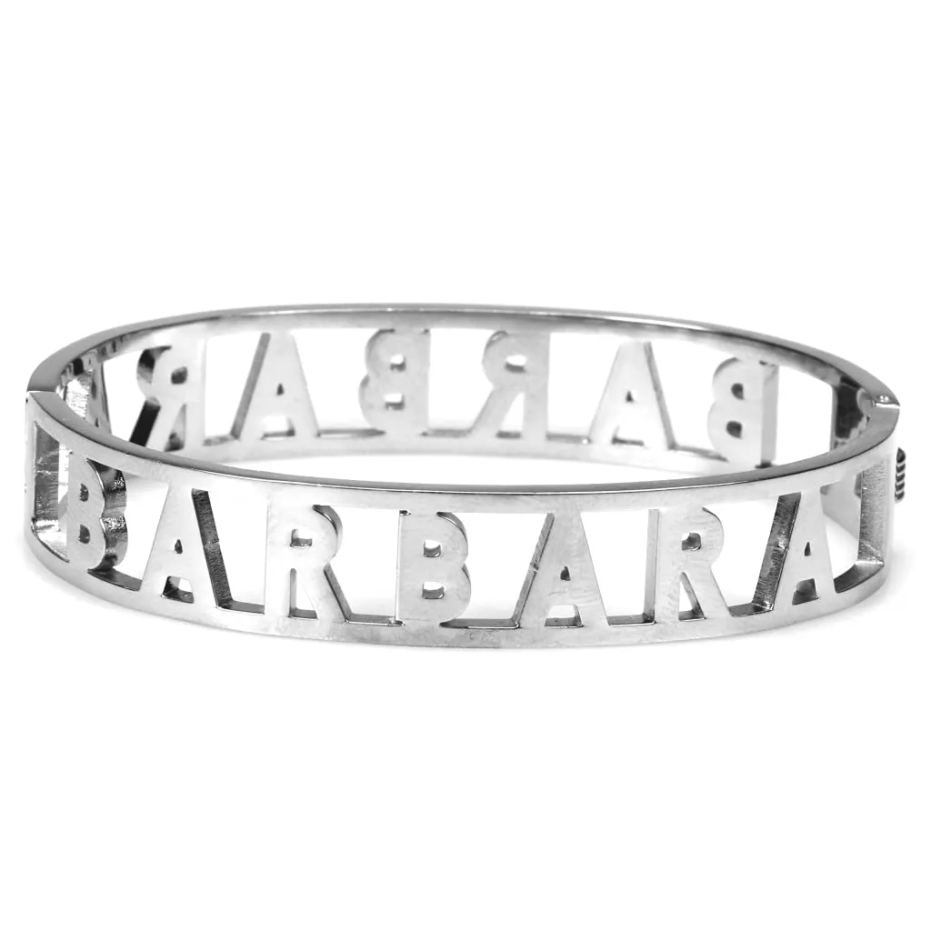 Flowers Bracciale Rigido in Acciaio con Nome e Zirconi Barbara 2 - immagine 2