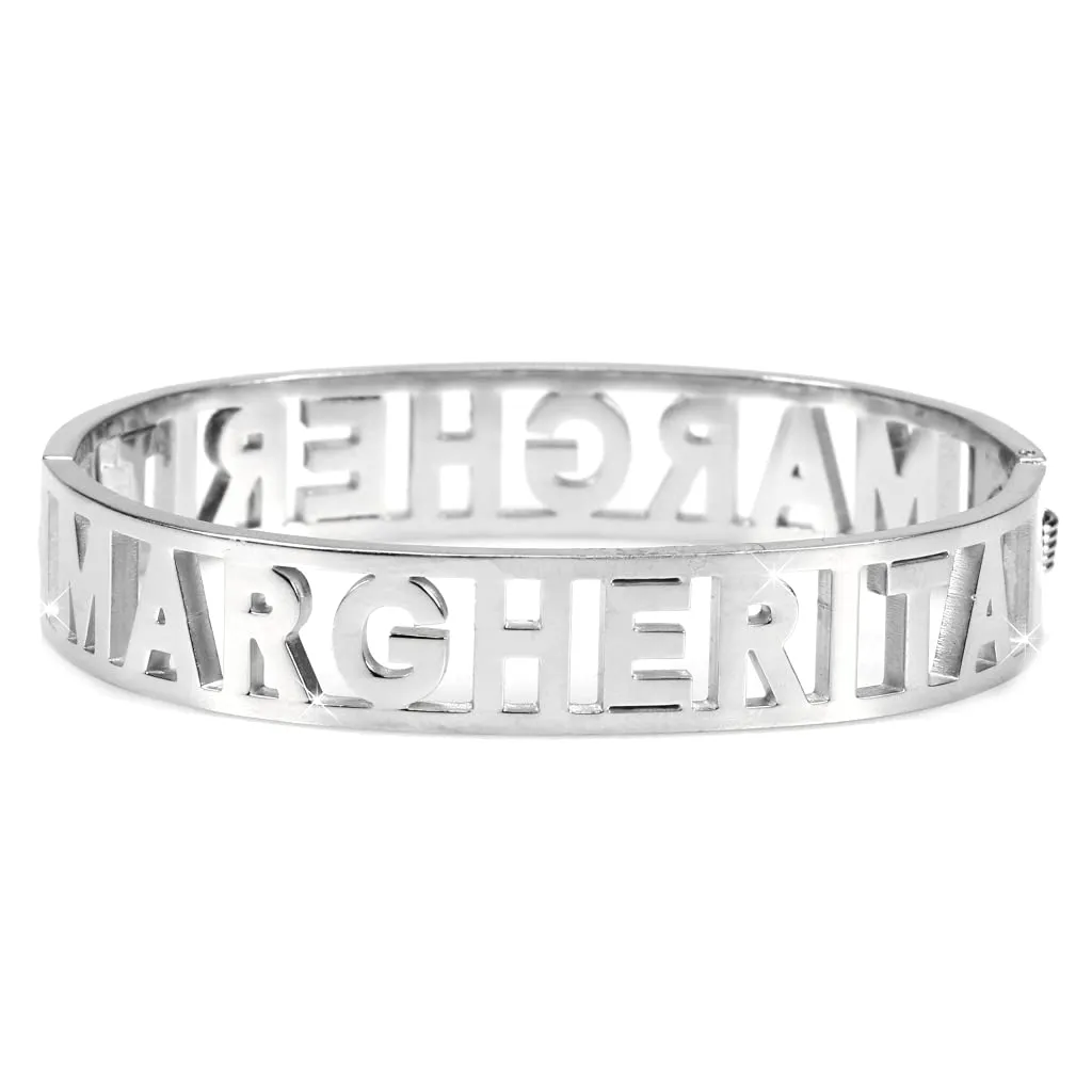 Flowers Bracciale Rigido Acciaio con Nome e Zirconi Margherita - immagine 2
