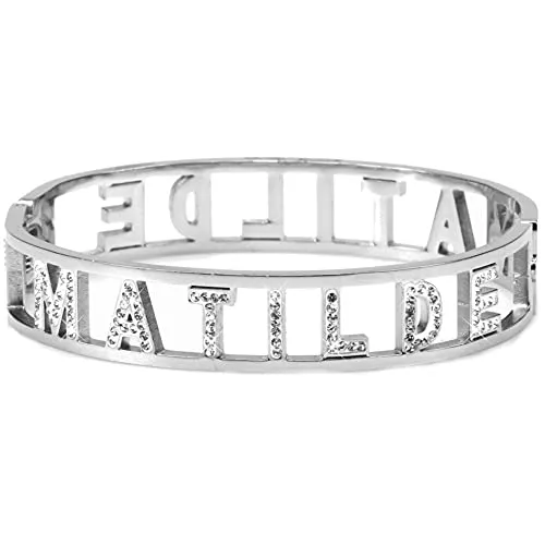 Flowers Bracciale Rigido in Acciaio con Nome e Zirconi Matilde 2 - immagine 1