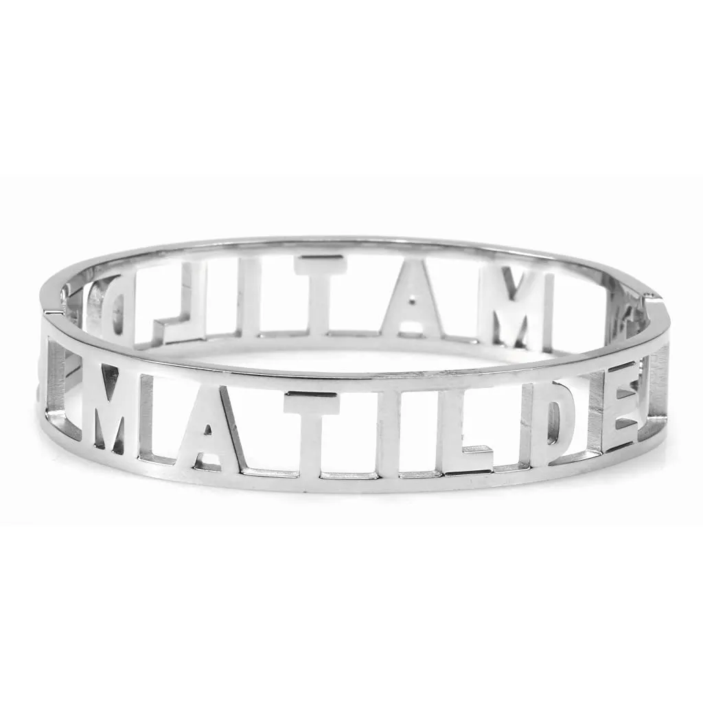 Flowers Bracciale Rigido in Acciaio con Nome e Zirconi Matilde 2 - immagine 2
