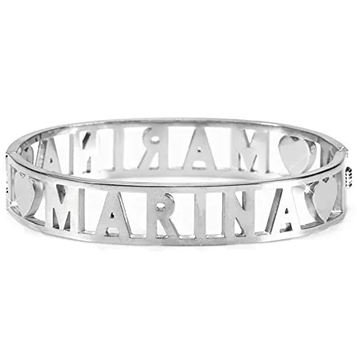 Flowers Bracciale Rigido in Acciaio con Nome e Zirconi Marina 2 - immagine 2