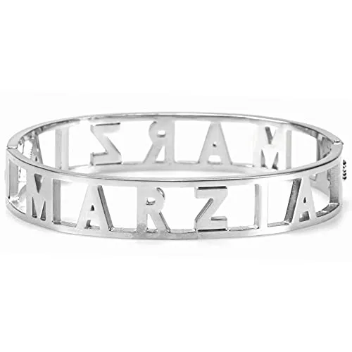 Flowers Bracciale Rigido in Acciaio con Zirconi e Nome Marzia 2 - immagine 2