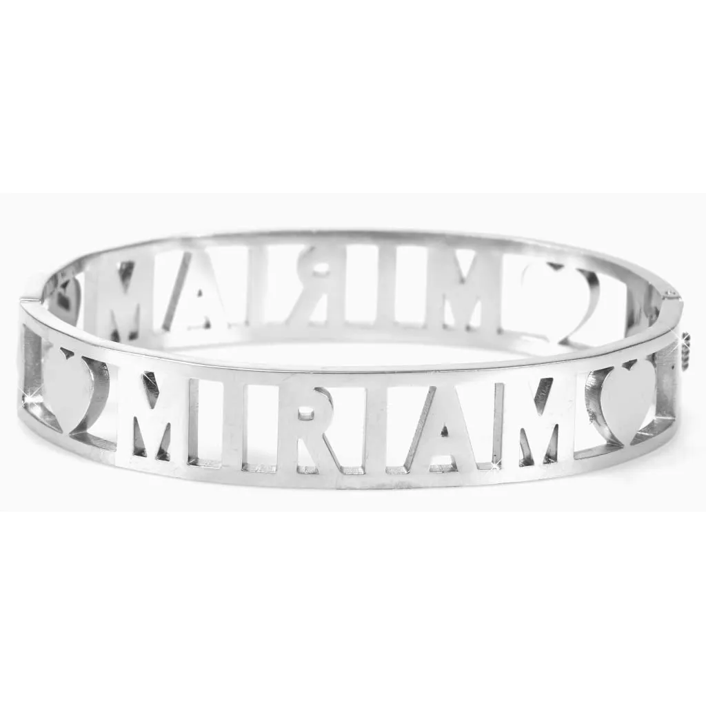 Flowers Bracciale Rigido in Acciaio con Zirconi e Nome Miriam 2 - immagine 2