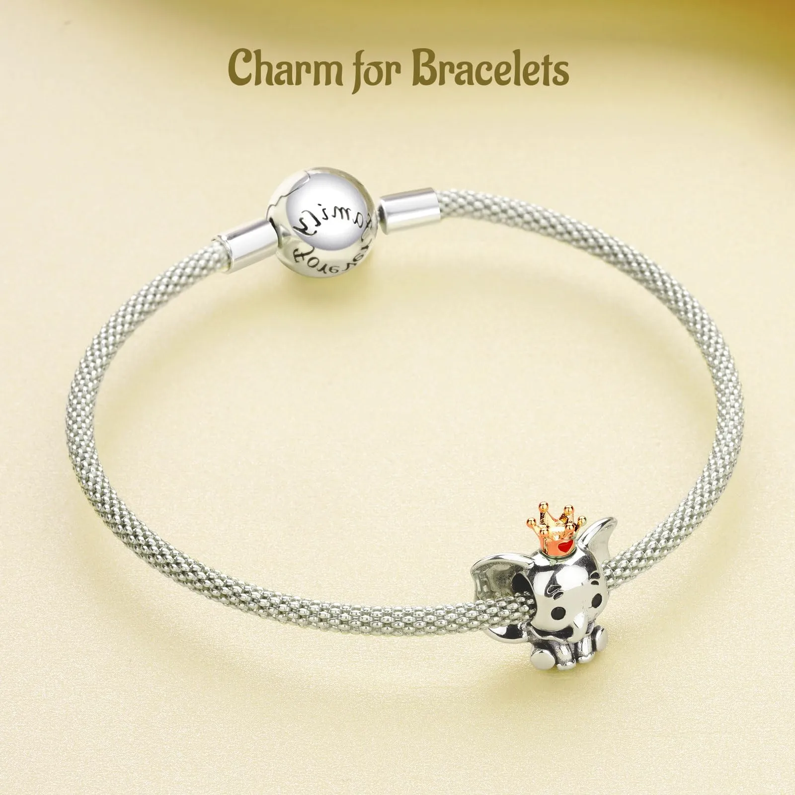 NUNUYAYA Prince Elephant Charm Bead in Argento Sterling 925 con Cubic Zirconia - immagine 5