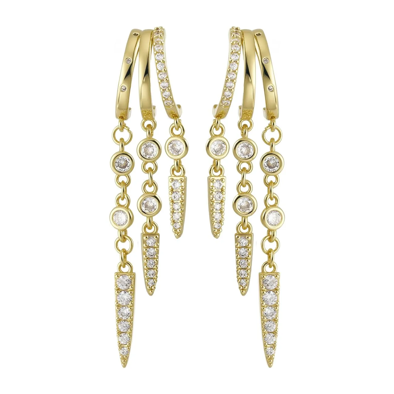 Emibele Orecchini Pendenti a Cerchio con Catena Placcati in Oro 14K - immagine 1