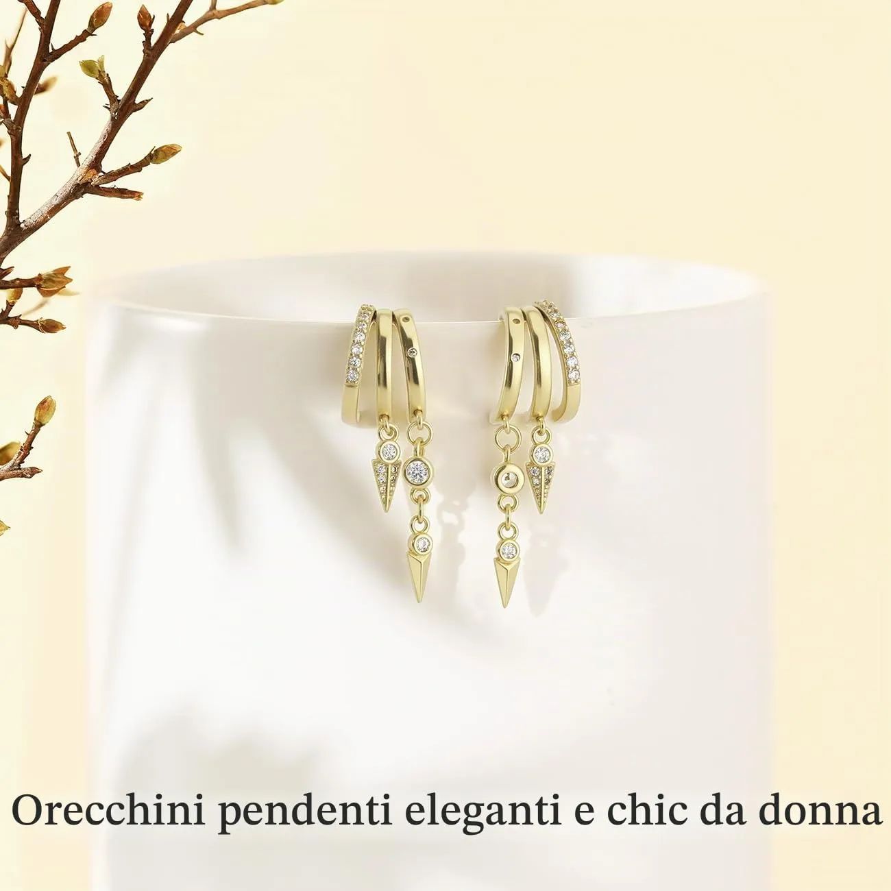 Emibele Orecchini Huggie Donna, Placcato Oro 14K - immagine 5